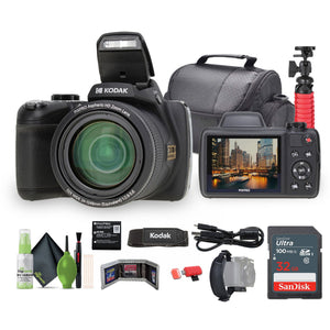 KODAK PIXPRO AZ528 16MP Digital Vlogging Camera +32GB Memory Card + More Black