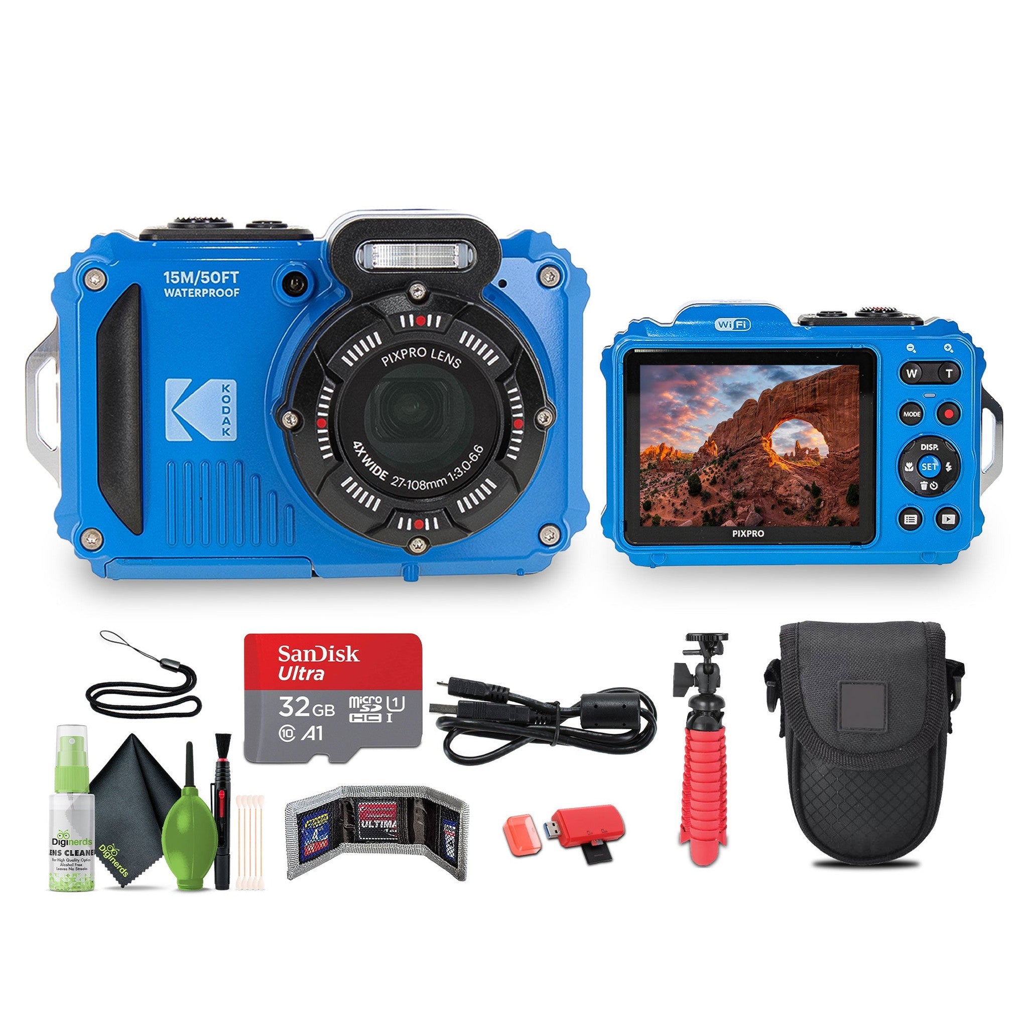 KODAK PIXPRO WPZ2 Rugged Waterproof Dustproof Digital Vlogging Camera Blue KODAK