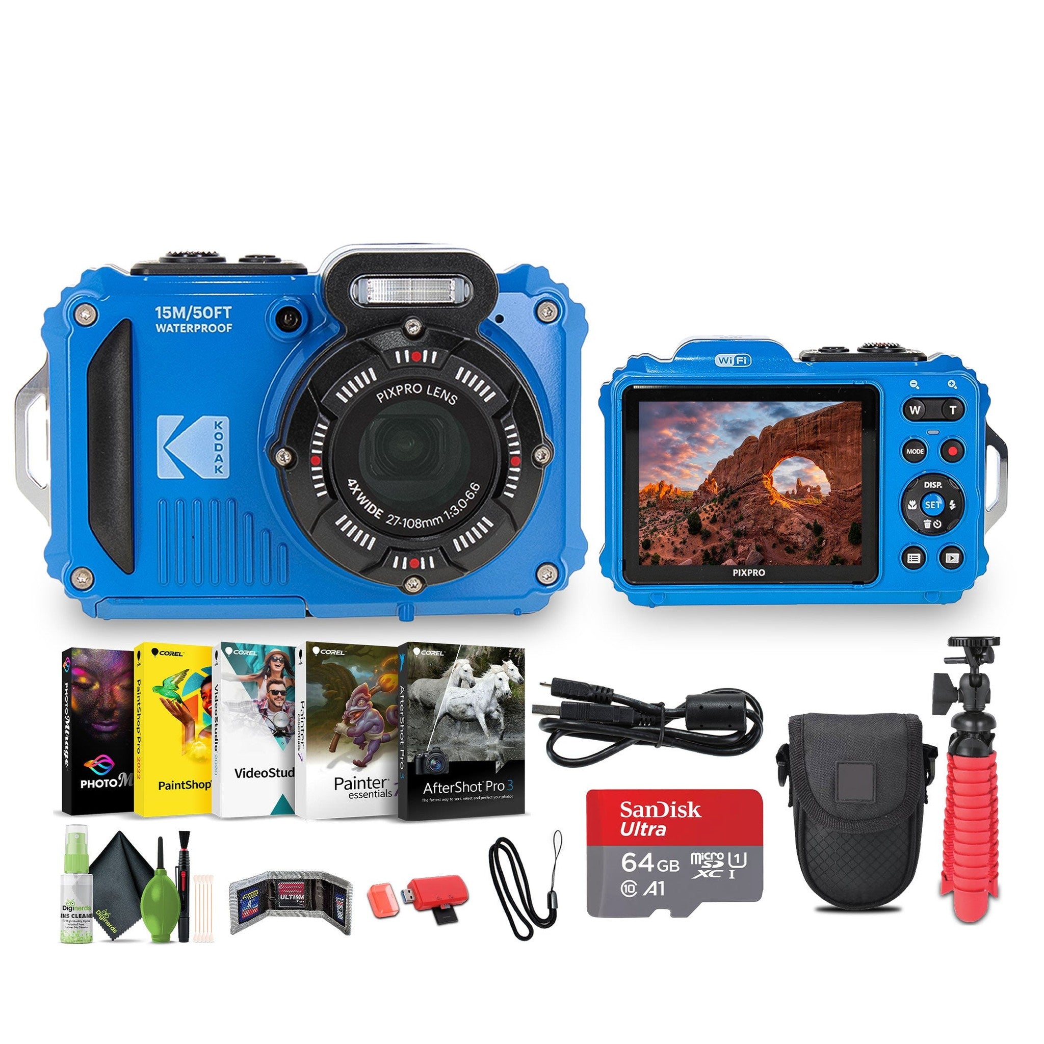 KODAK PIXPRO WPZ2 Rugged Waterproof Dustproof Digital Vlogging Camera Blue KODAK