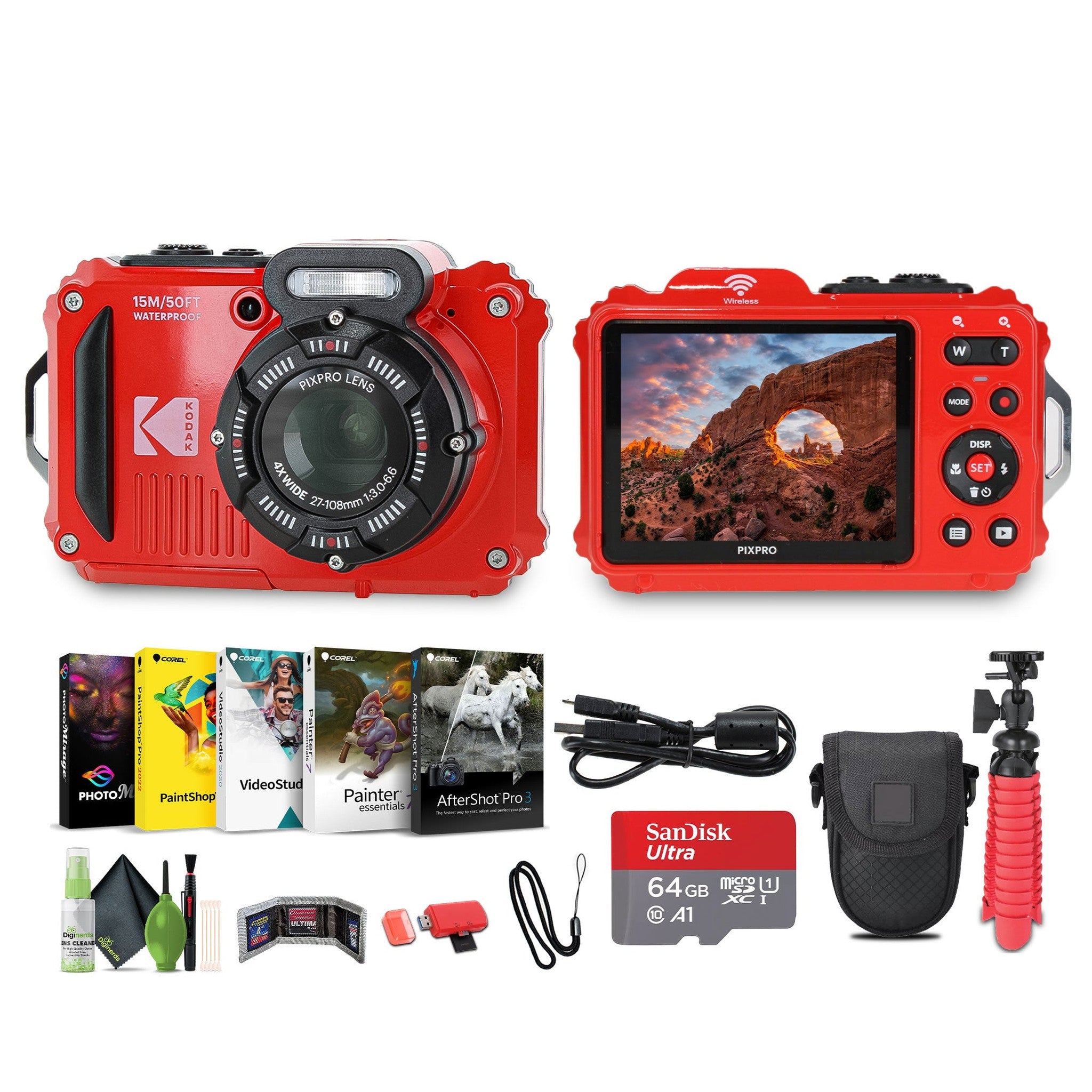 KODAK PIXPRO WPZ2 Rugged Waterproof Dustproof Digital Vlogging Camera Red KODAK