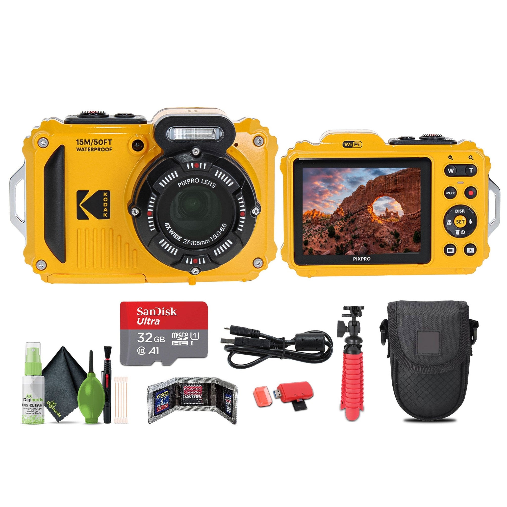 KODAK PIXPRO WPZ2 Rugged Waterproof Dustproof Digital Vlogging Camera Yellow KODAK