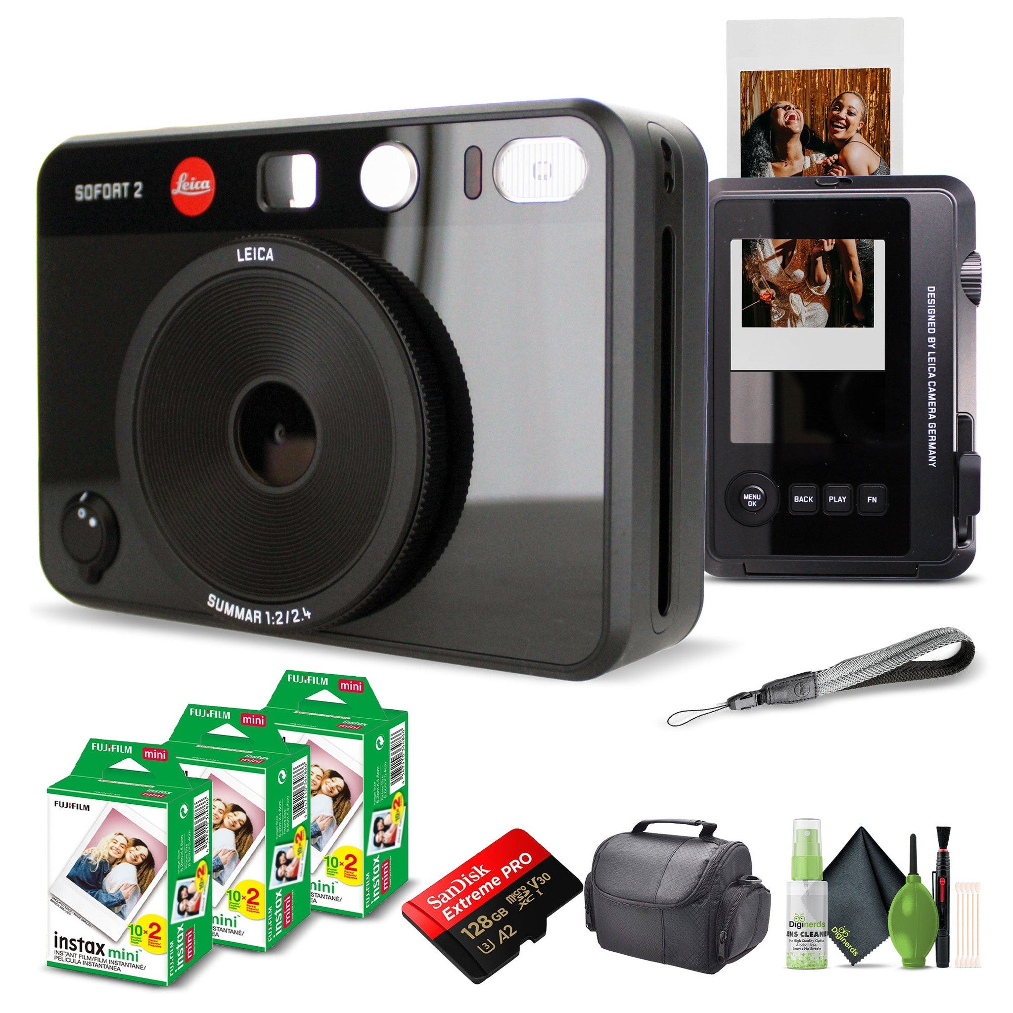 Leica Sofort 2 Hybrid Instant and Digital Camera + Instant Film 60 Sheets Black Leica
