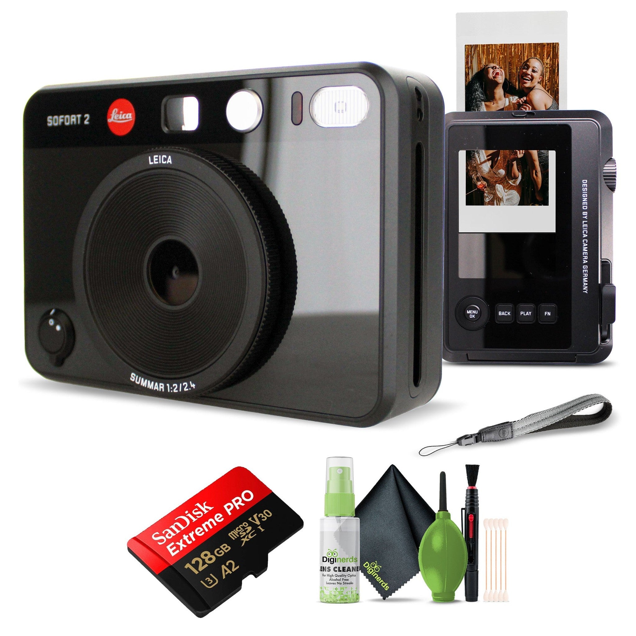 Leica Sofort 2 Hybrid Instant Photo Film and Digital Camera Black Bundle Leica