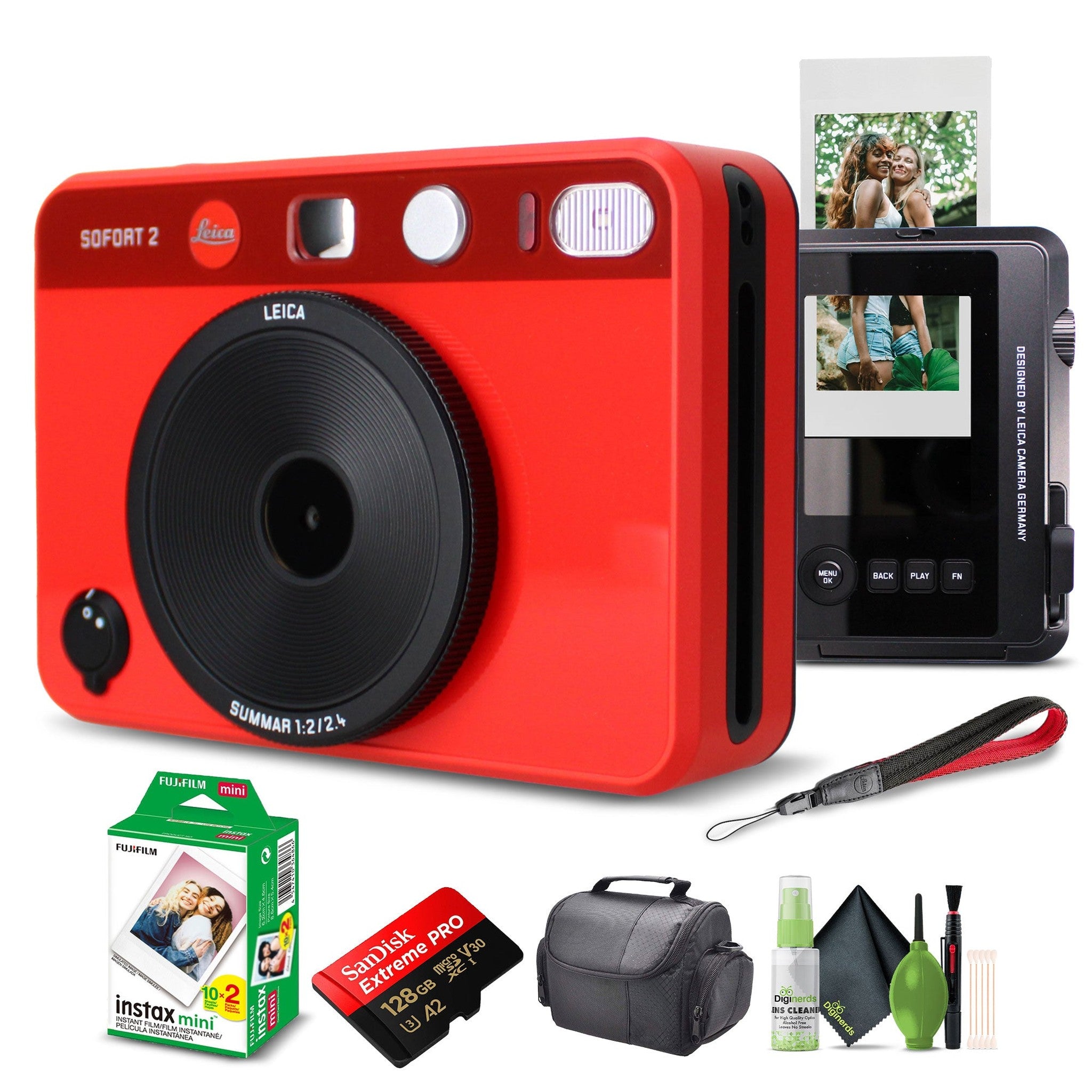 Leica Sofort 2 Hybrid Instant and Digital Camera + Instant Film 20 Sheets Red Leica