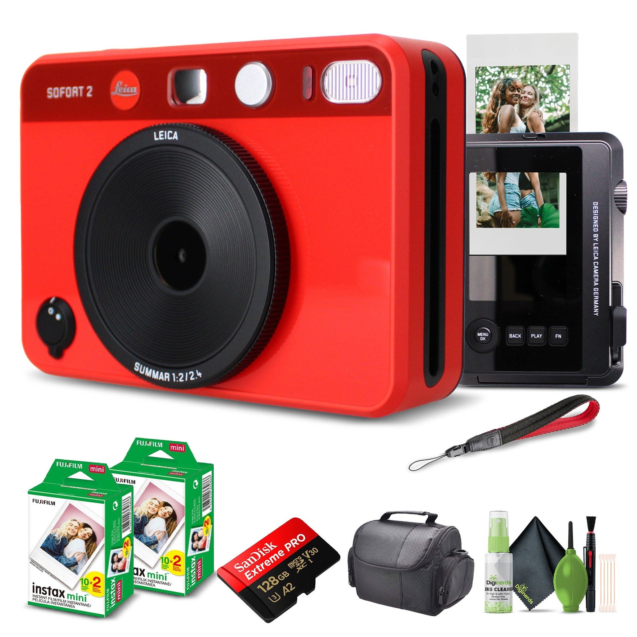Leica Sofort 2 Hybrid Instant and Digital Camera + Instant Film 40 Sheets Red Leica