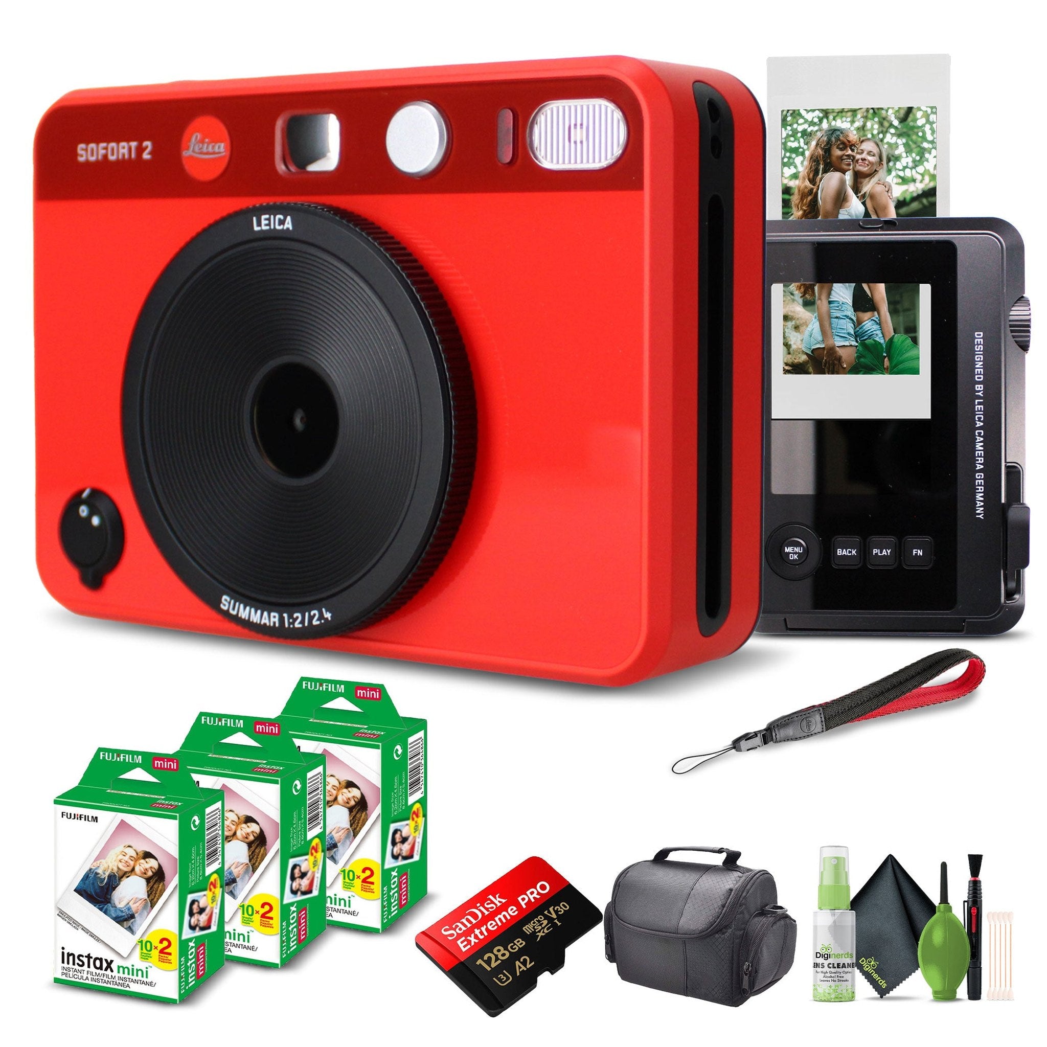 Leica Sofort 2 Hybrid Instant and Digital Camera + Instant Film 60 Sheets Red Leica