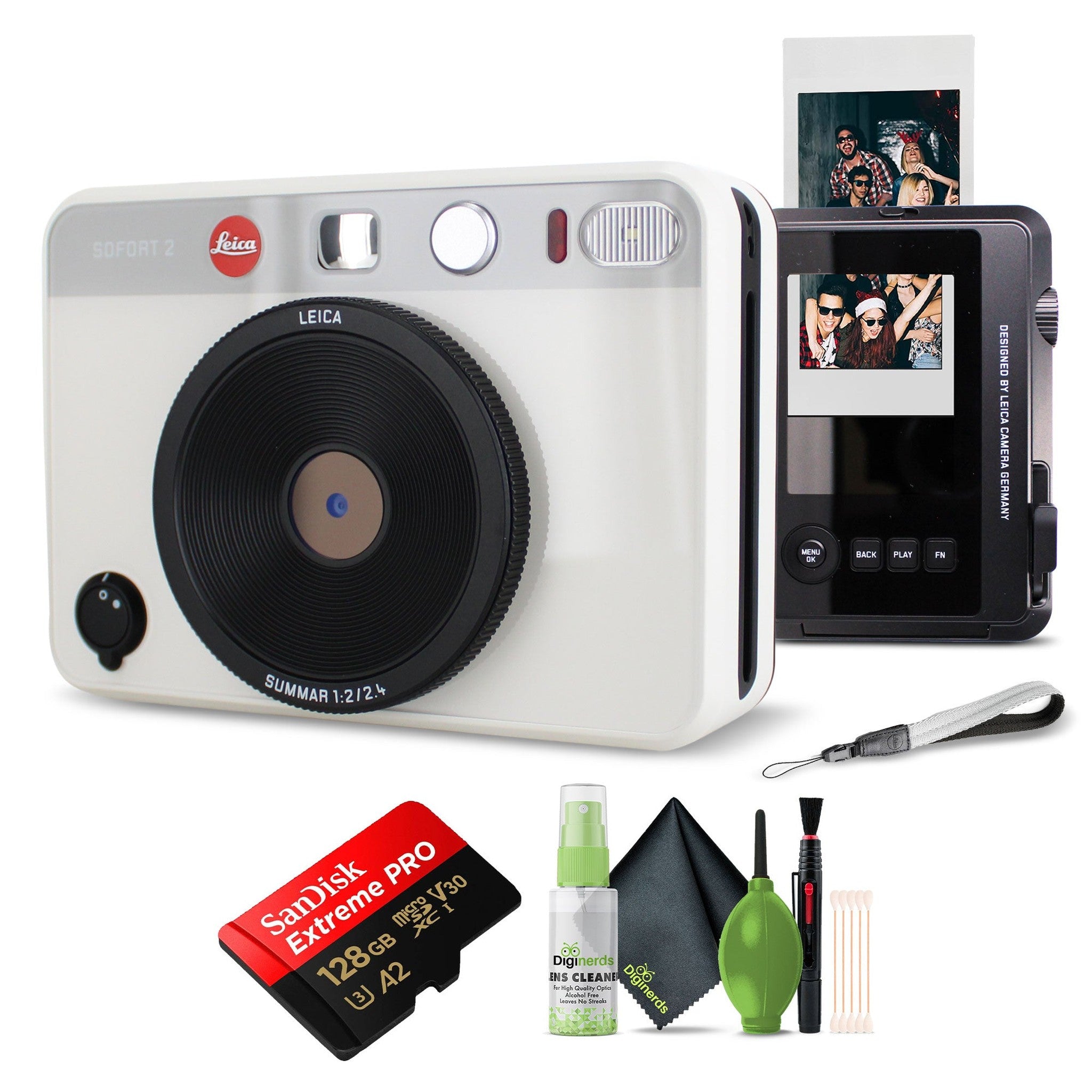 Leica Sofort 2 Hybrid Instant Photo Film and Digital Camera White Bundle Leica