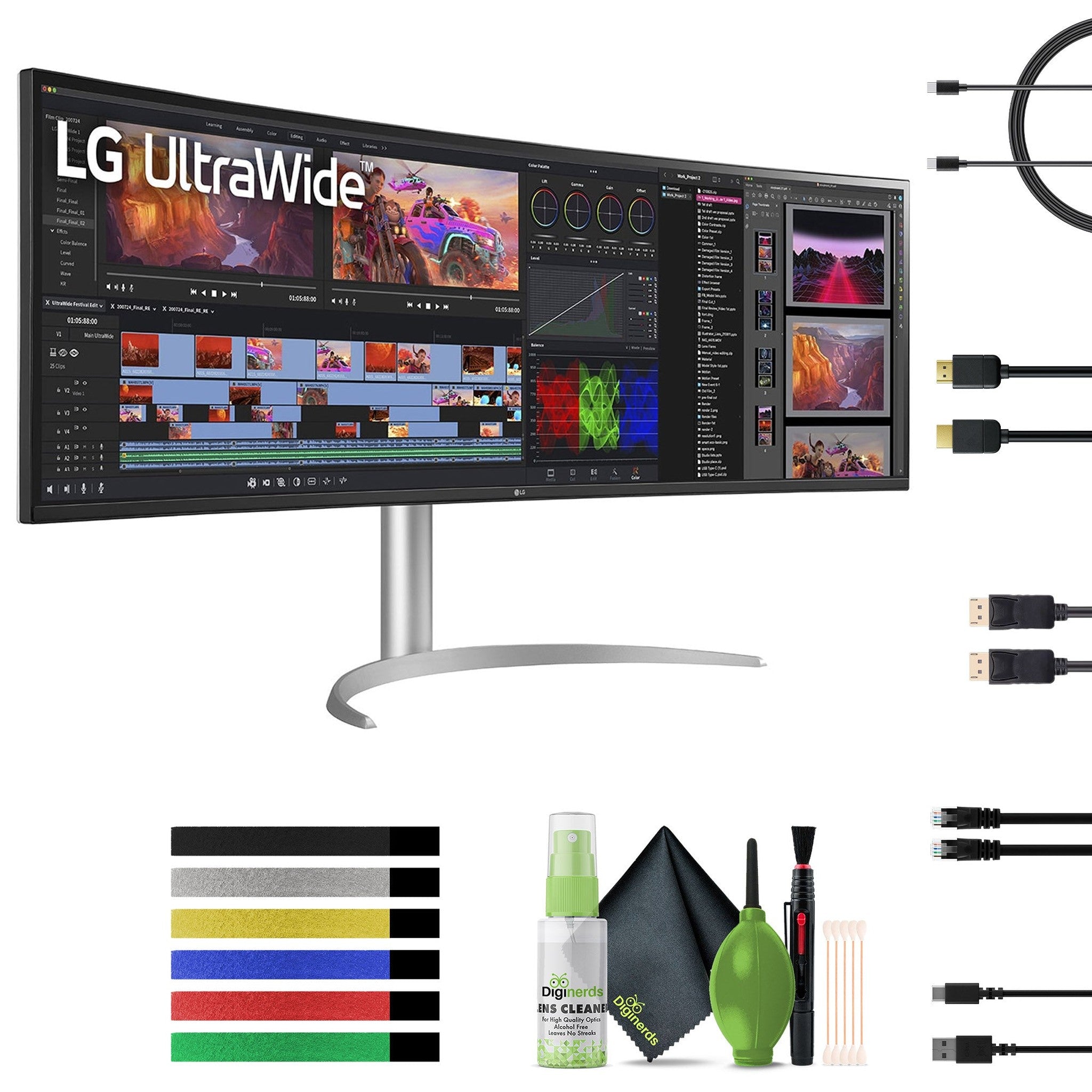 LG 49WQ95C-W UltraWide 49 Inch Curved Gaming Monitor 144hz 5120x1440 Bundle LG