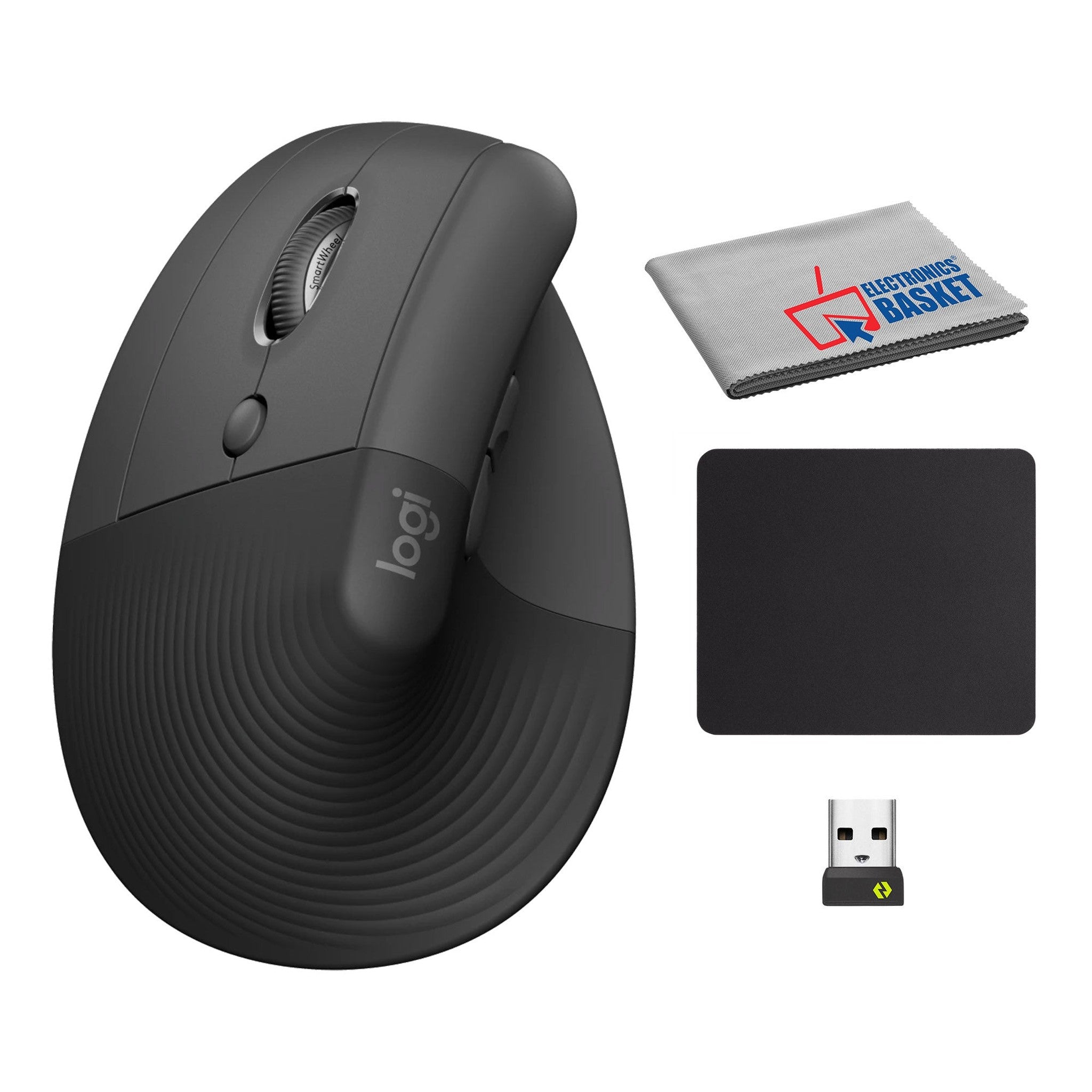 Logitech Lift Vertical Ergonomic Wireless Mouse Graphite Bundle