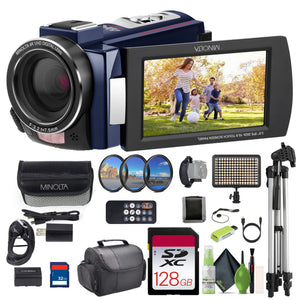 Minolta MN4K25NV 4K Ultra HD 30 MP Night Vision Camcorder MN4K25NV-W-BL Bundle