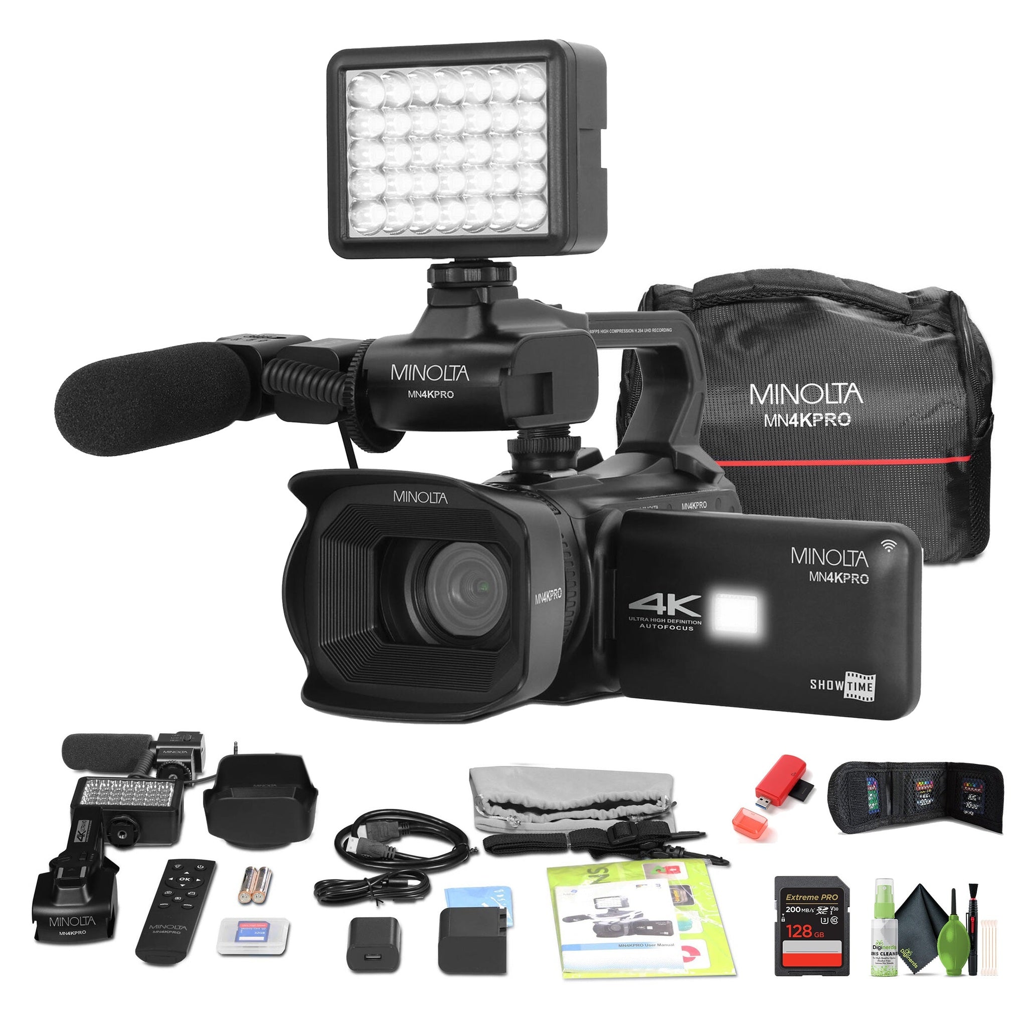 Minolta MN4KPRO UHD 4K60 Camcorder Kit, 128GB SDHC/SDXC UHS-I Card Memory Card Minolta