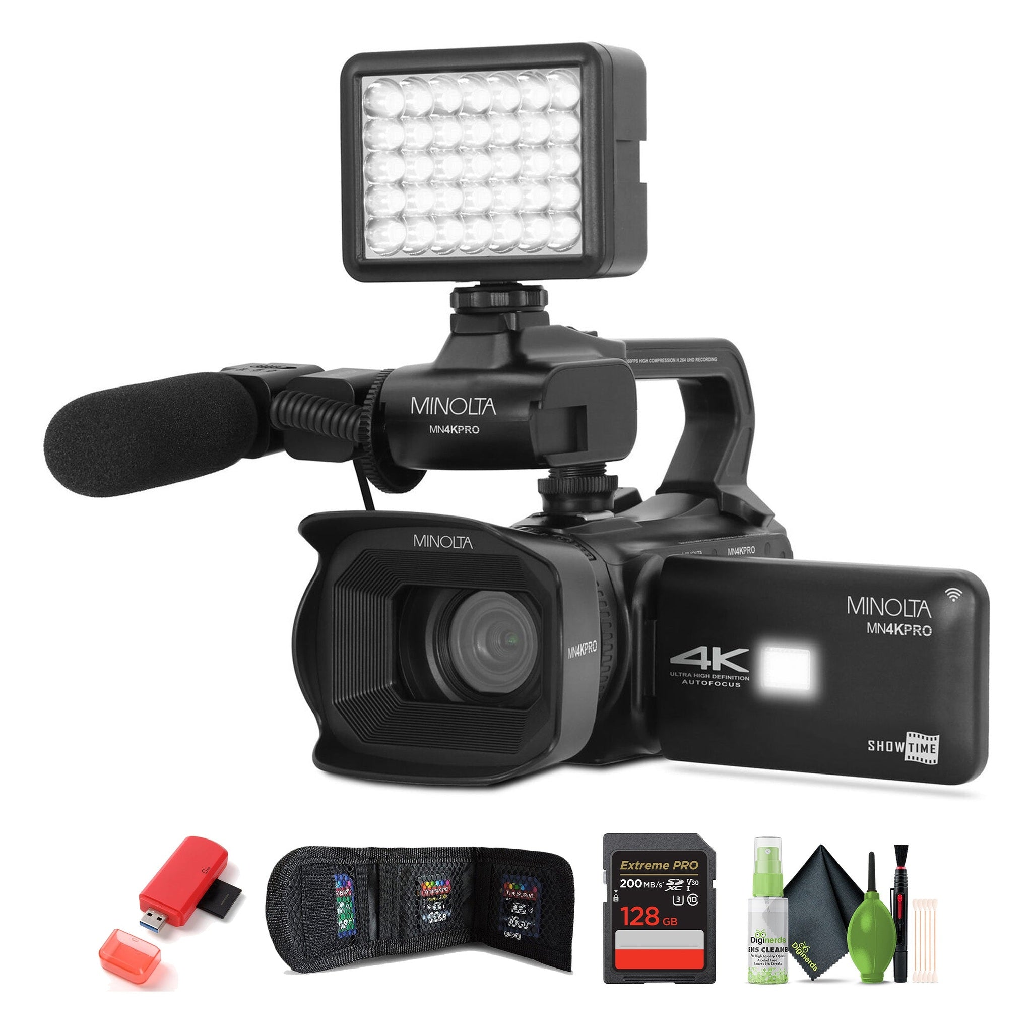 Minolta MN4KPRO UHD 4K60 Camcorder Kit, 128GB SDHC/SDXC UHS-I Card Memory Card Minolta