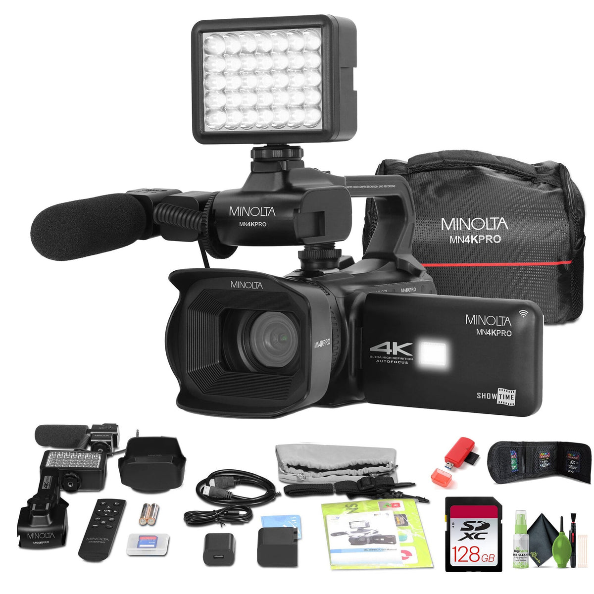 Minolta MN4KPRO UHD 4K60 Camcorder Kit, 128GB SDHC/SDXC UHS-I Card Memory Card