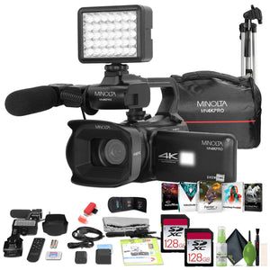 Minolta MN4KPRO UHD 4K60 Camcorder Kit,2x 128GB SDHC/SDXC UHS-I Card Memory Card