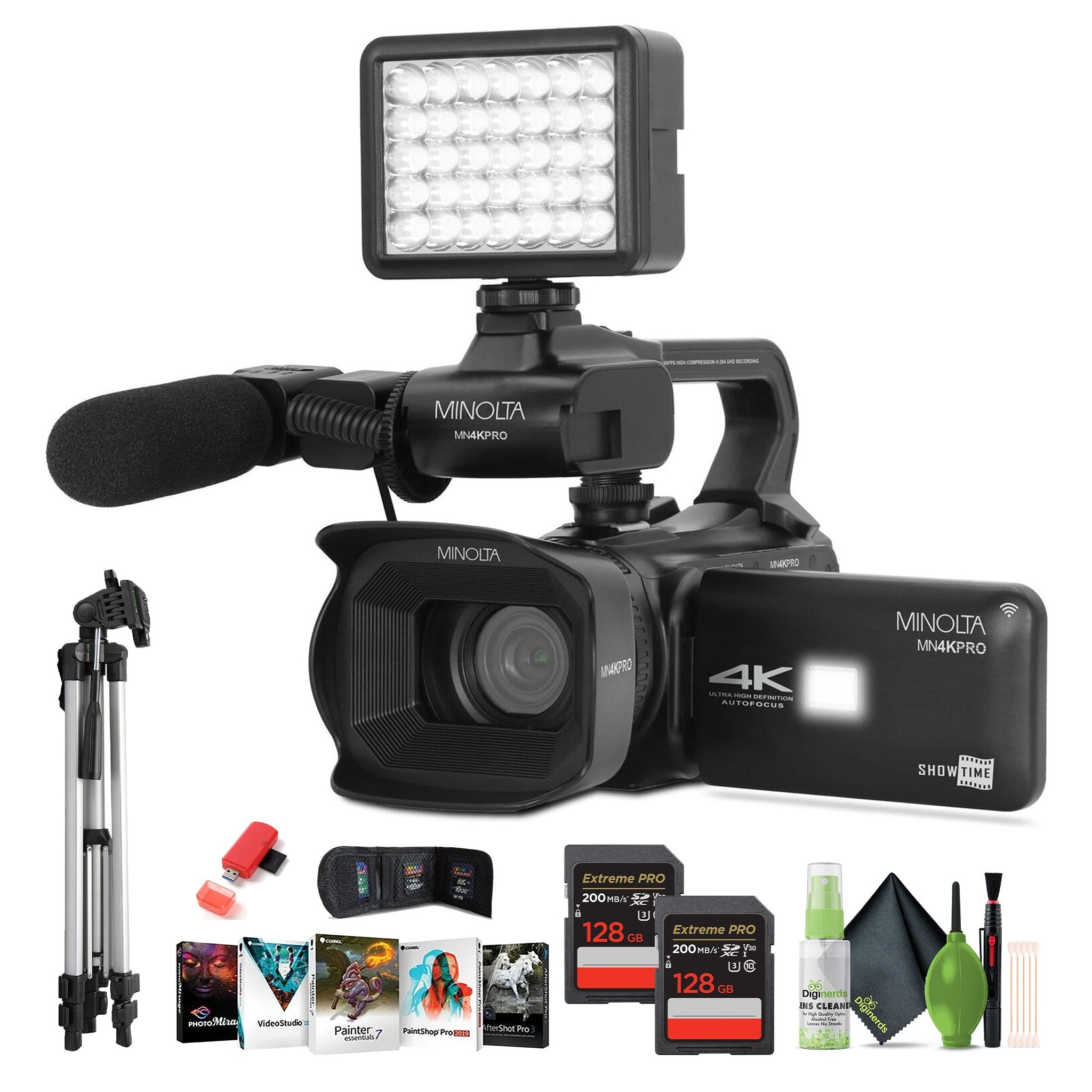 Minolta MN4KPRO UHD 4K60 Camcorder Kit,2x 128GB SDHC/SDXC UHS-I Card Memory Card