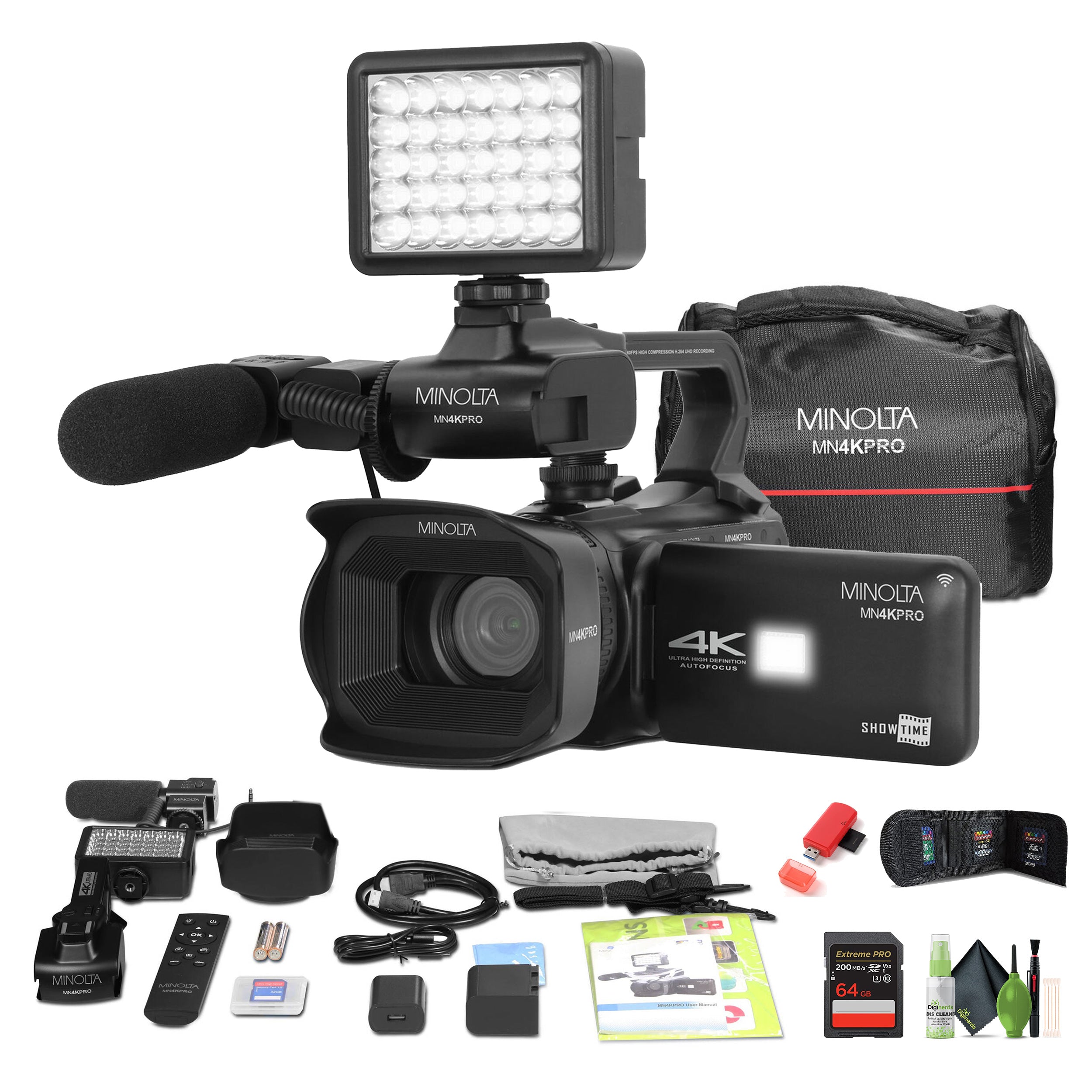 Minolta MN4KPRO UHD 4K60 Camcorder Kit, 64GB SDHC/SDXC UHS-I Card Memory Card
