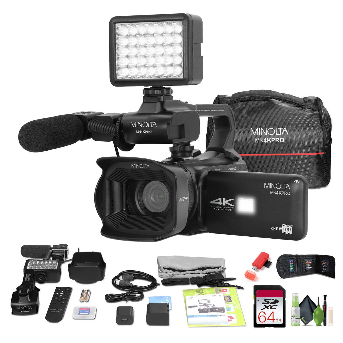 Minolta MN4KPRO UHD 4K60 Camcorder Kit, 64GB SDHC/SDXC UHS-I Card Memory Card