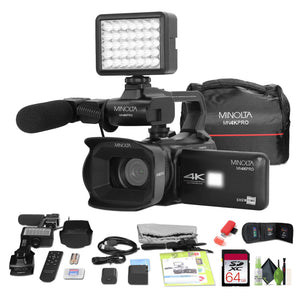 Minolta MN4KPRO UHD 4K60 Camcorder Kit, 64GB SDHC/SDXC UHS-I Card Memory Card