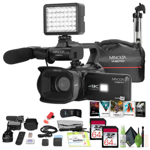 Minolta MN4KPRO UHD 4K60 Camcorder Kit, 2x 64GB SDHC/SDXC UHS-I Card Memory Card