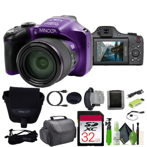 Minolta Pro Shot 20 MP HD Digital Camera with 67X Zoom, 1080P HD Video Bundle -