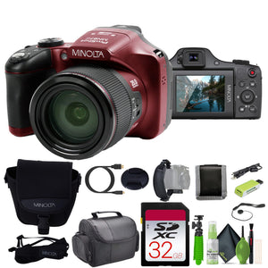 Minolta Pro Shot 20 MP HD Digital Camera with 67X Zoom, 1080P HD Video Bundle -