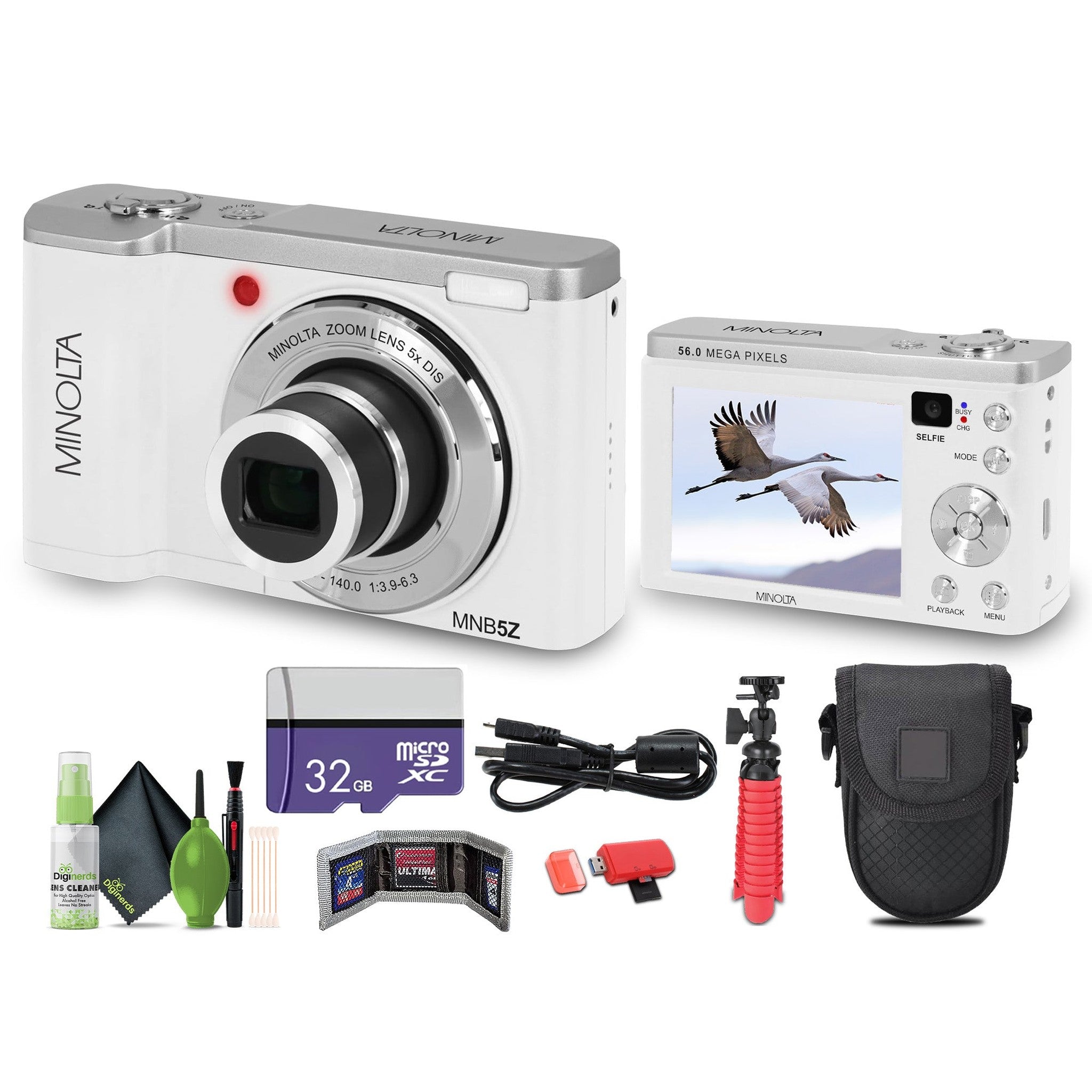 Minolta MNB5Z Digital Camera 56MP with 5x Optical Zoom in White