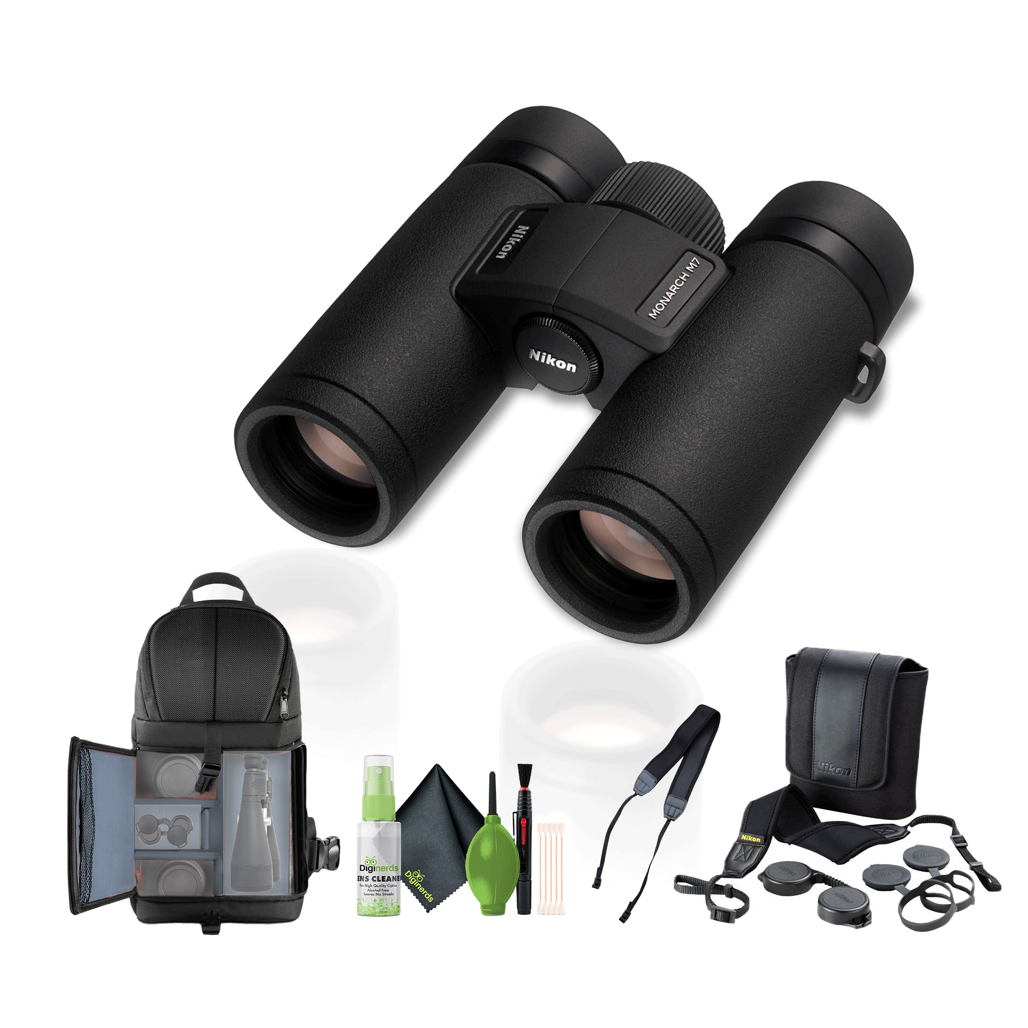 Nikon 10x30 Monarch M7 Binoculars Bundle With Neck Strap + Backpack And More
