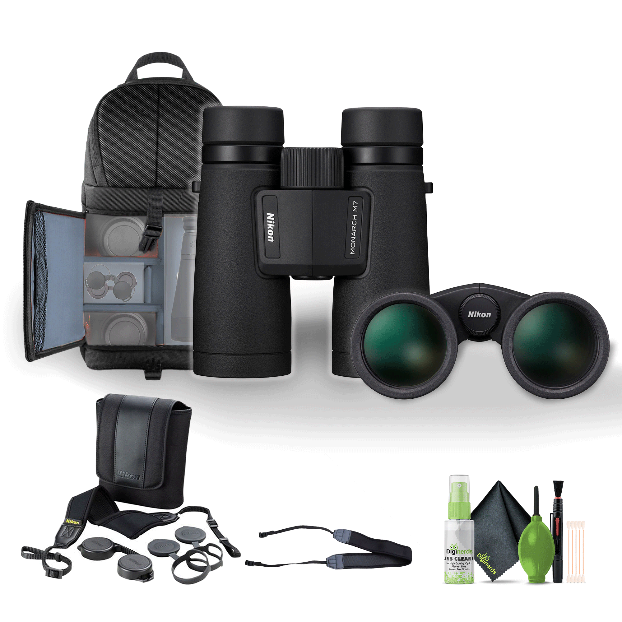 Nikon 10x42 Monarch M7 Binoculars Bundle With Neck Strap + Backpack And More