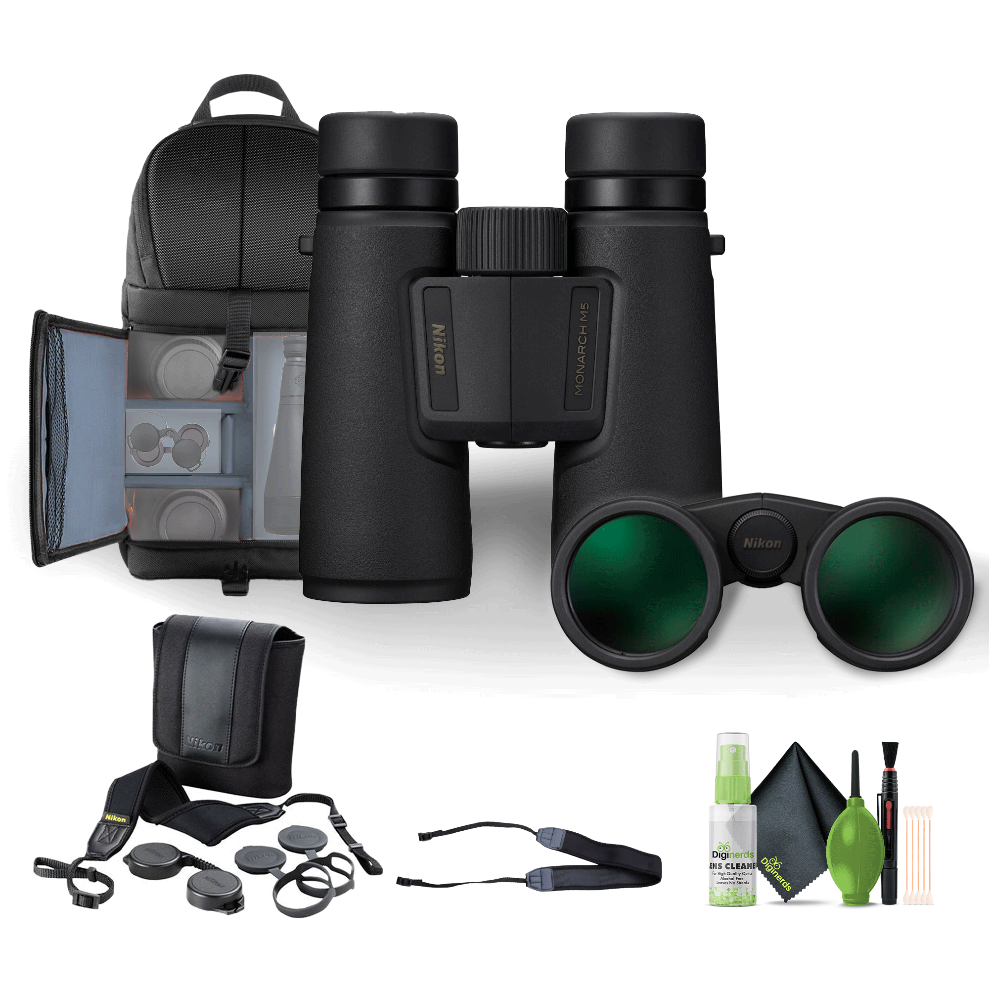 Nikon 12x42 Monarch M5 Binoculars Bundle With Neck Strap + Backpack And More