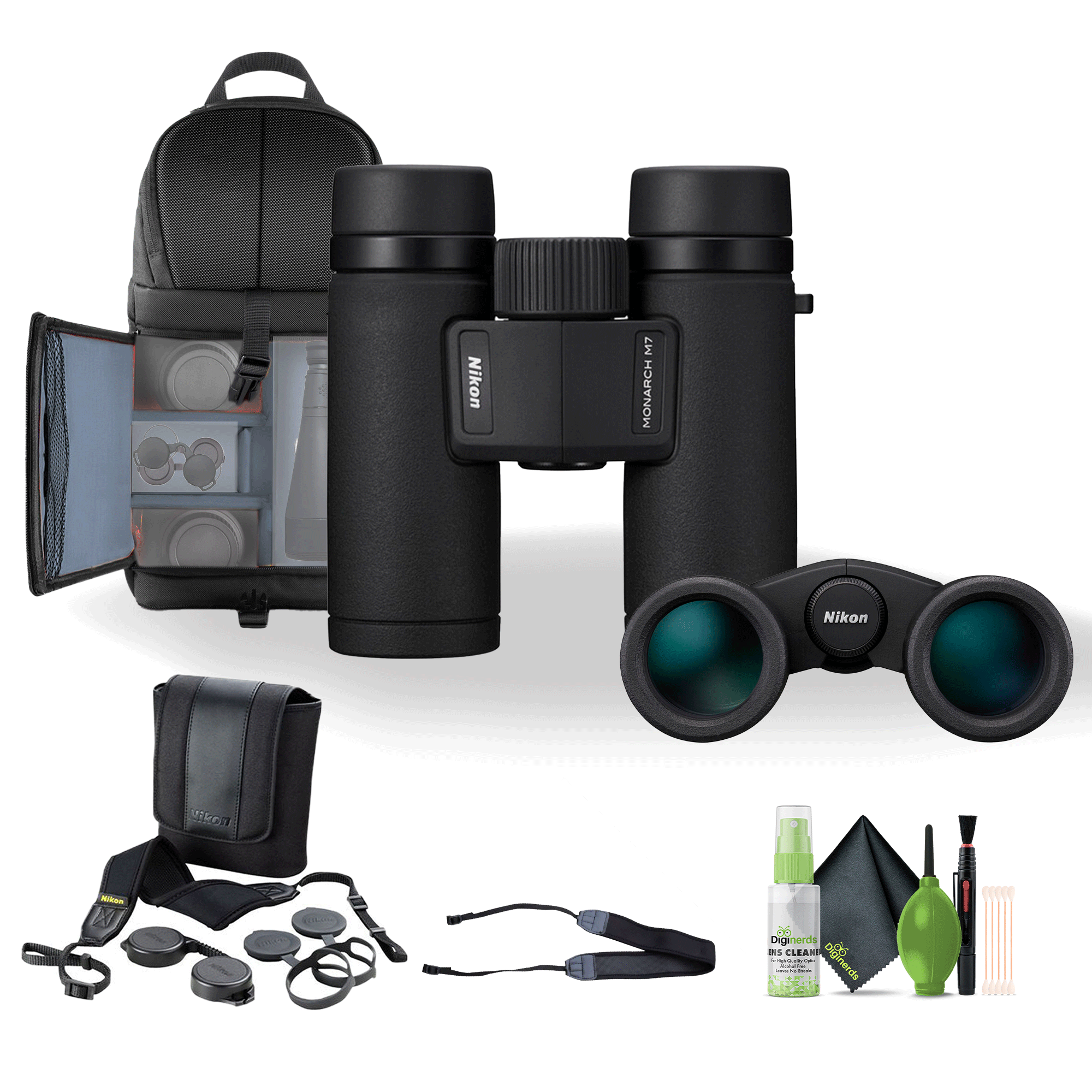 Nikon 8x30 Monarch M7 Binoculars Bundle With Neck Strap + Backpack And More