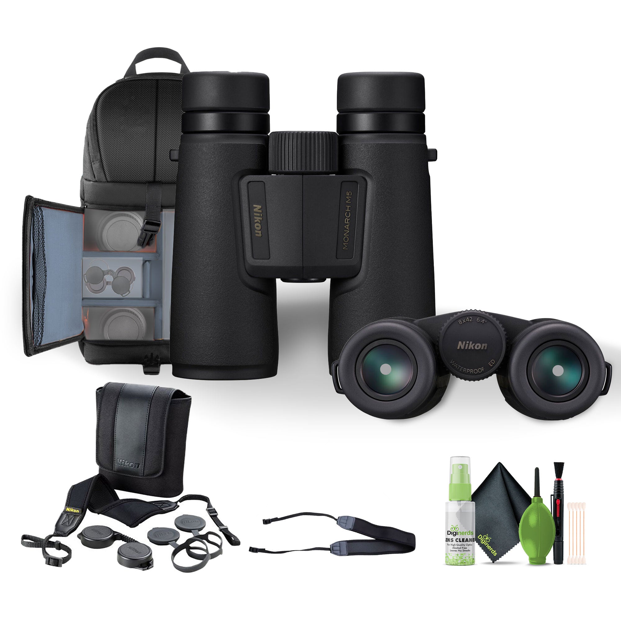 Nikon 8x42 Monarch M5 Binoculars Bundle With Neck Strap + Backpack And More