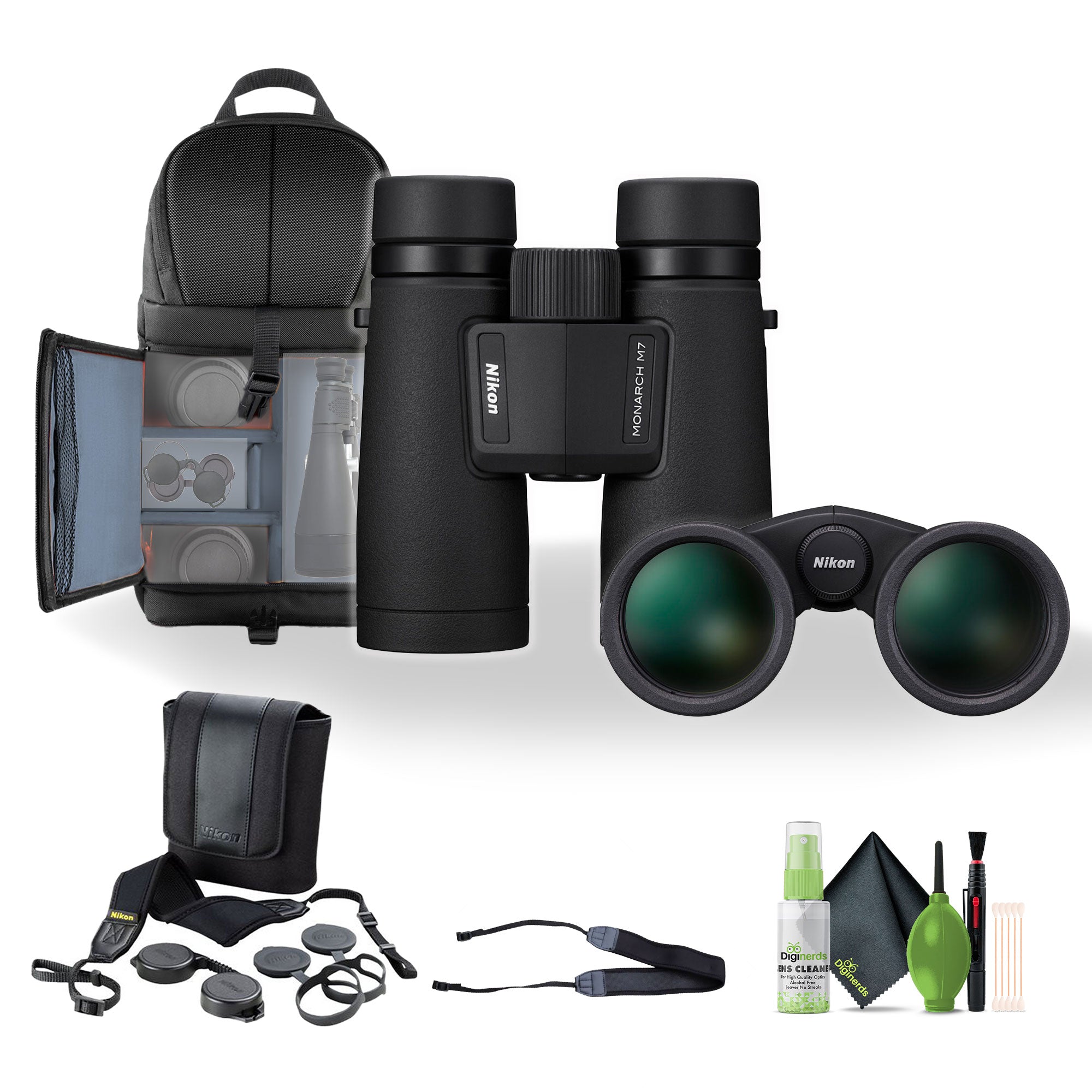 Nikon 8x42 Monarch M7 Binoculars Bundle With Neck Strap + Backpack And More