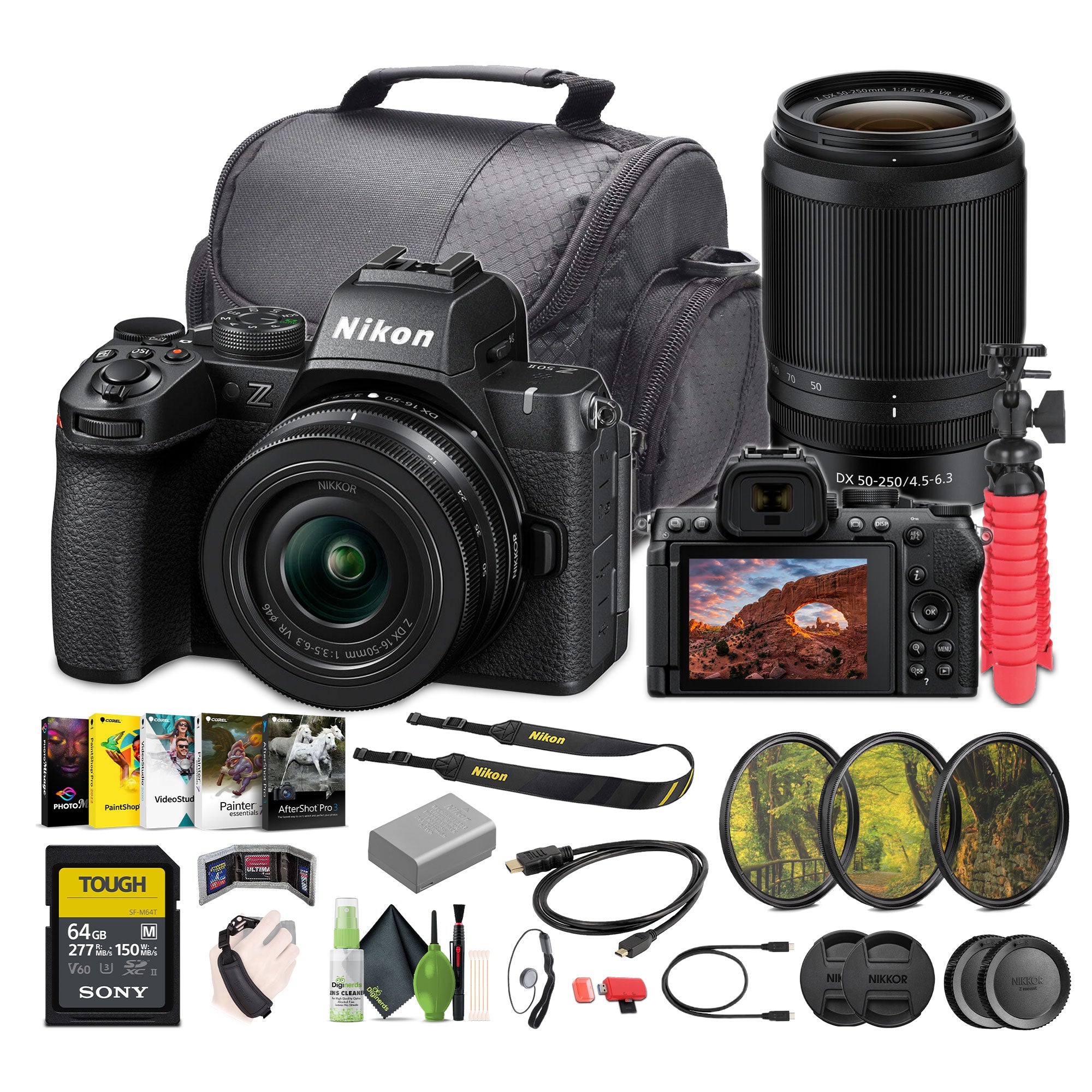 Nikon Z50II Mirrorless Digital Camera + 16-50mm & 50-250mm Lenses Bundle