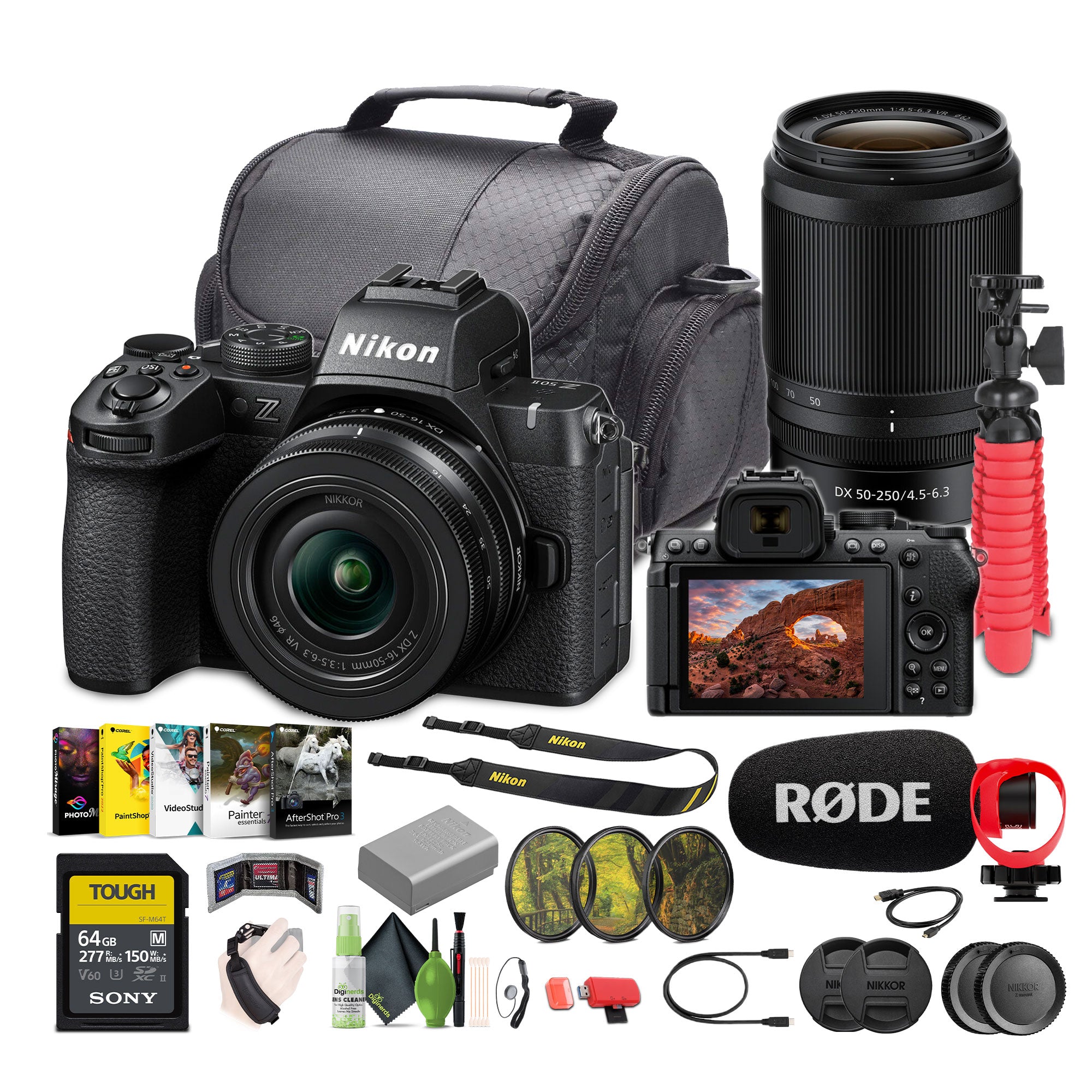 Nikon Z50II Mirrorless Digital Camera + Nikkor 16-50mm & 50-250mm Lenses Bundle