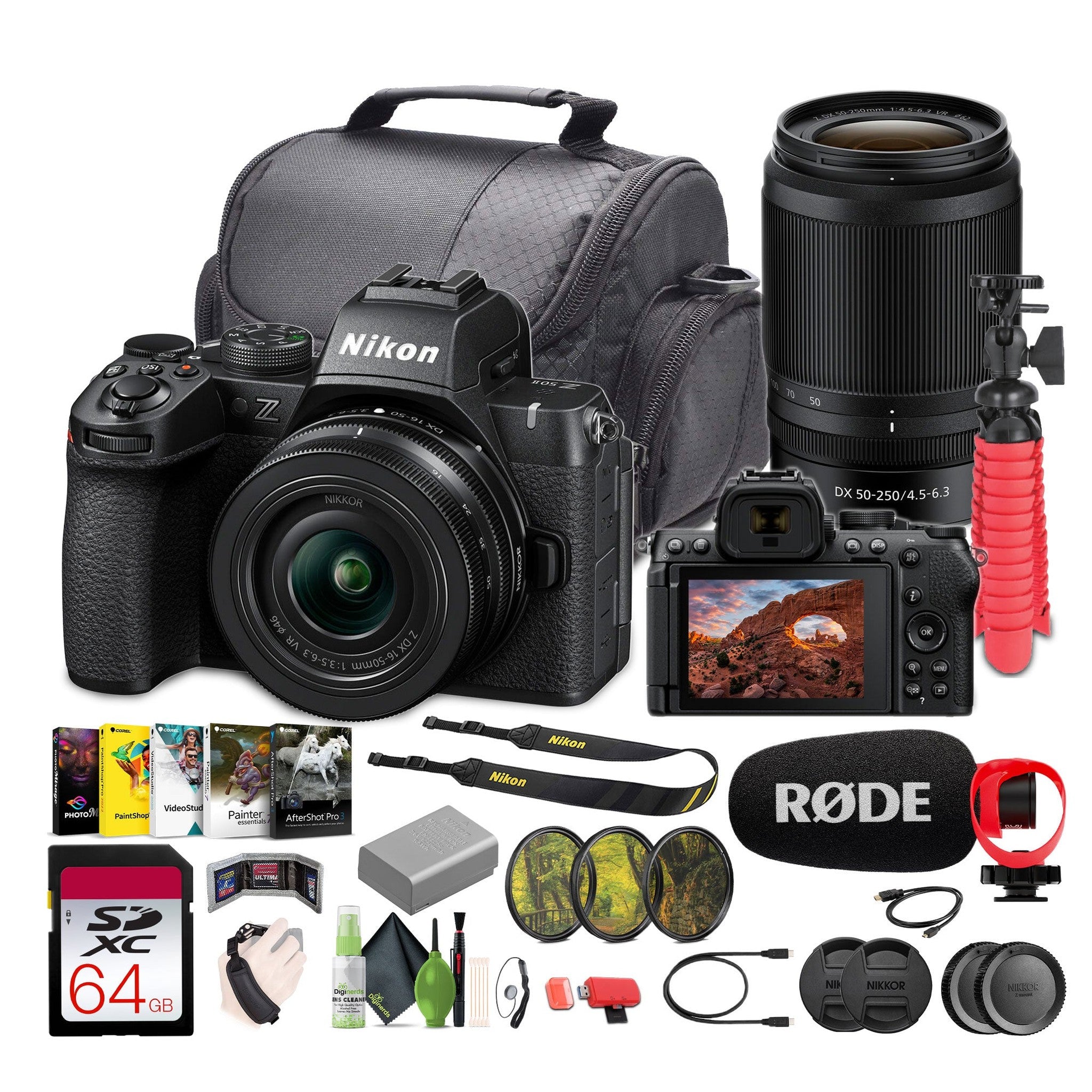 Nikon Z50II Mirrorless Digital Camera + Nikkor 16-50mm & 50-250mm Lenses Bundle