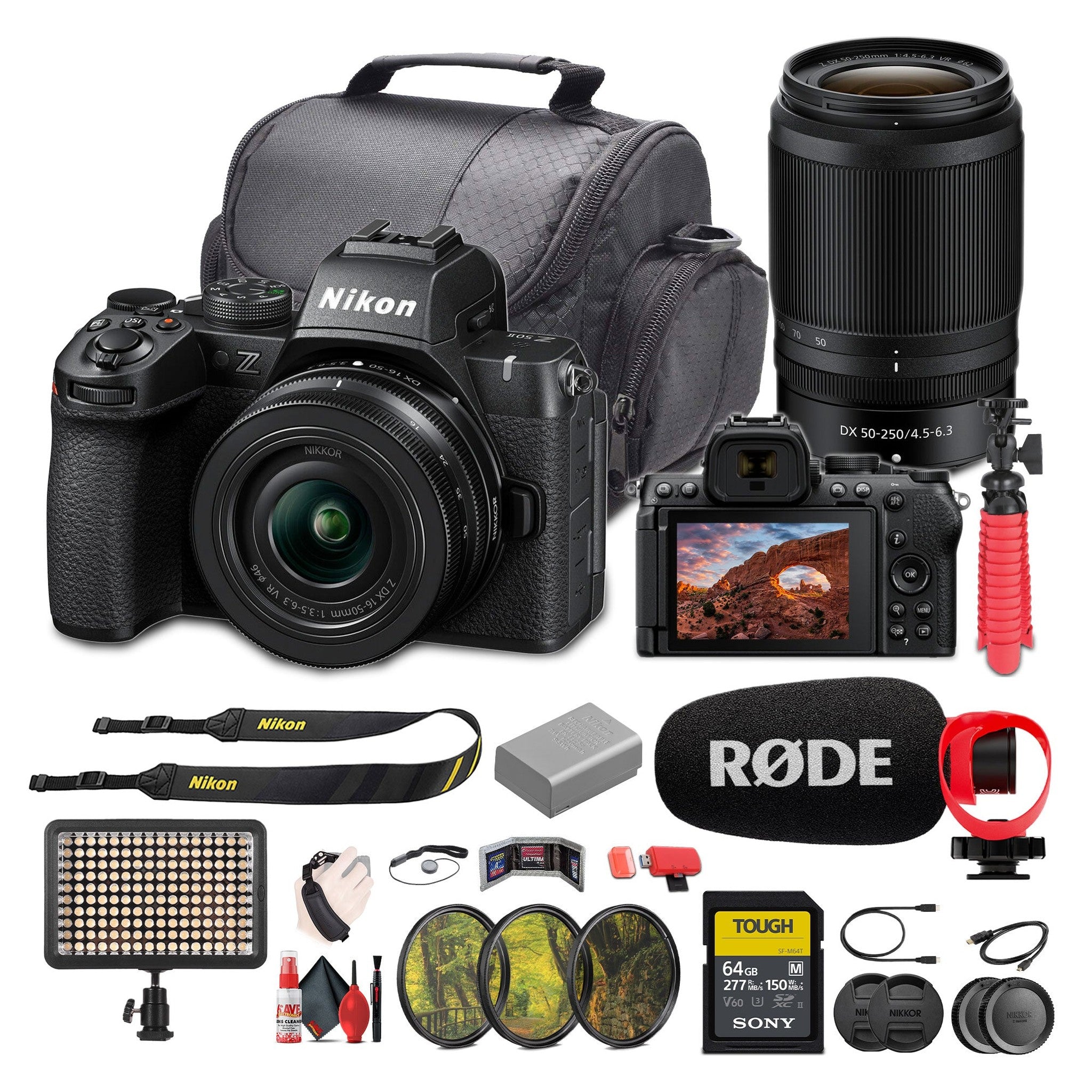 Nikon Z50II Mirrorless Camera + 16-50mm & 50-250mm Lenses + Rode Microphone - Reconditioned Nikon