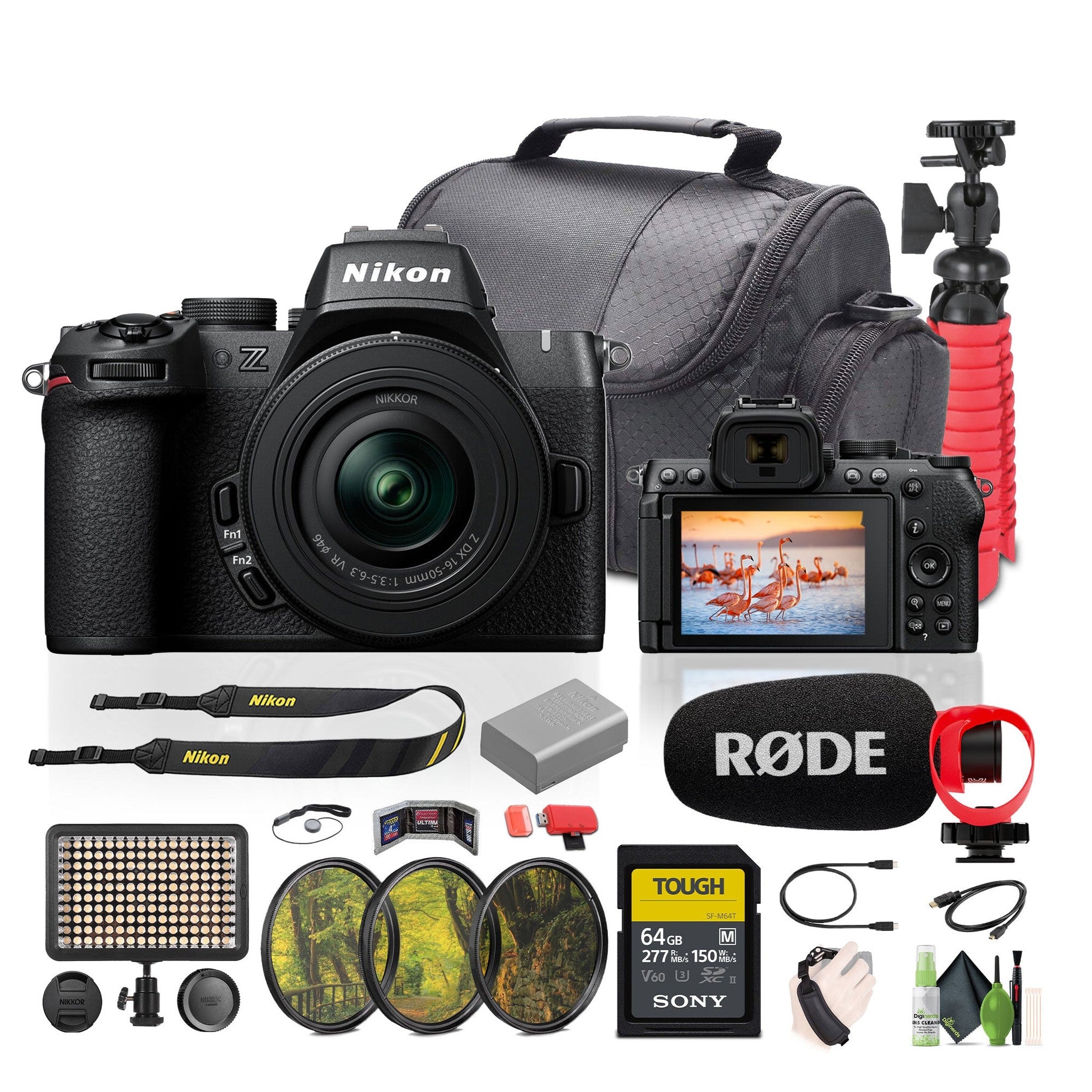 Nikon Z50II Mirrorless Camera 16-50mm Lens+Rode Microphone+Vlogging Accessories