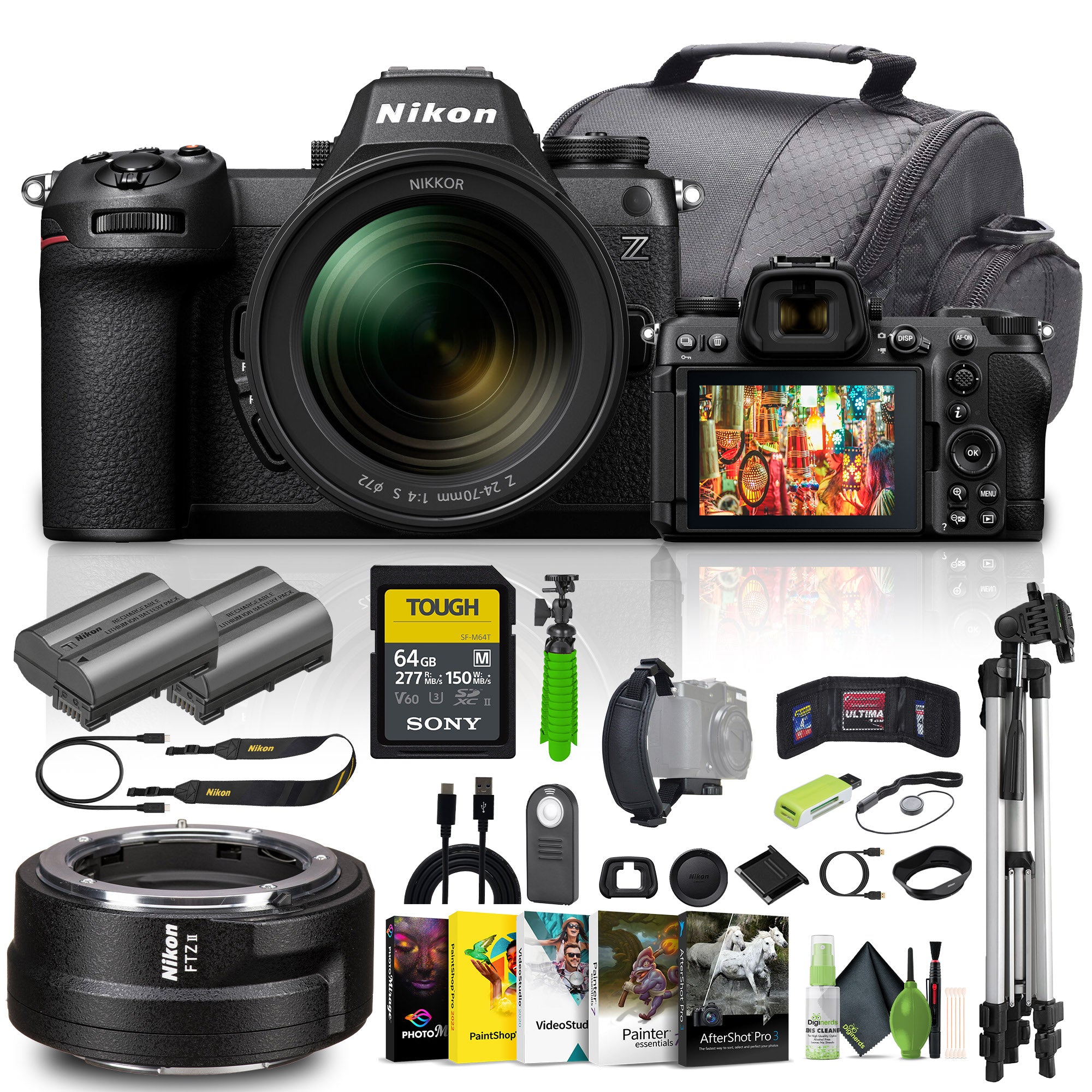 Nikon Z6III Mirrorless Camera with 24-70mm f/4 S Lens + 64GB Memory Card Bundle