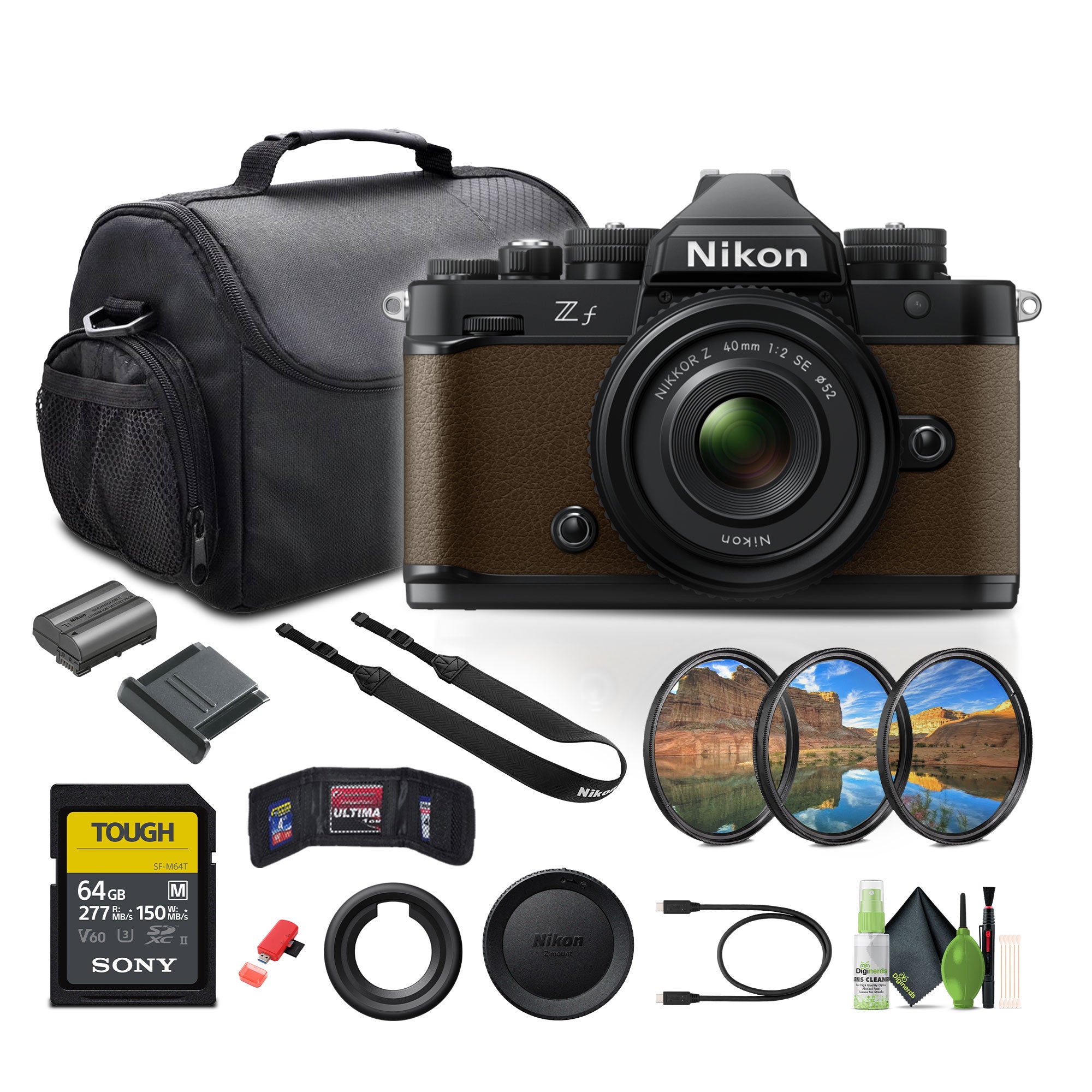 Nikon Zf 24.5 MP Full-Frame Mirrorless Camera New with NIKKOR Z 40mm (Brown) Bundle