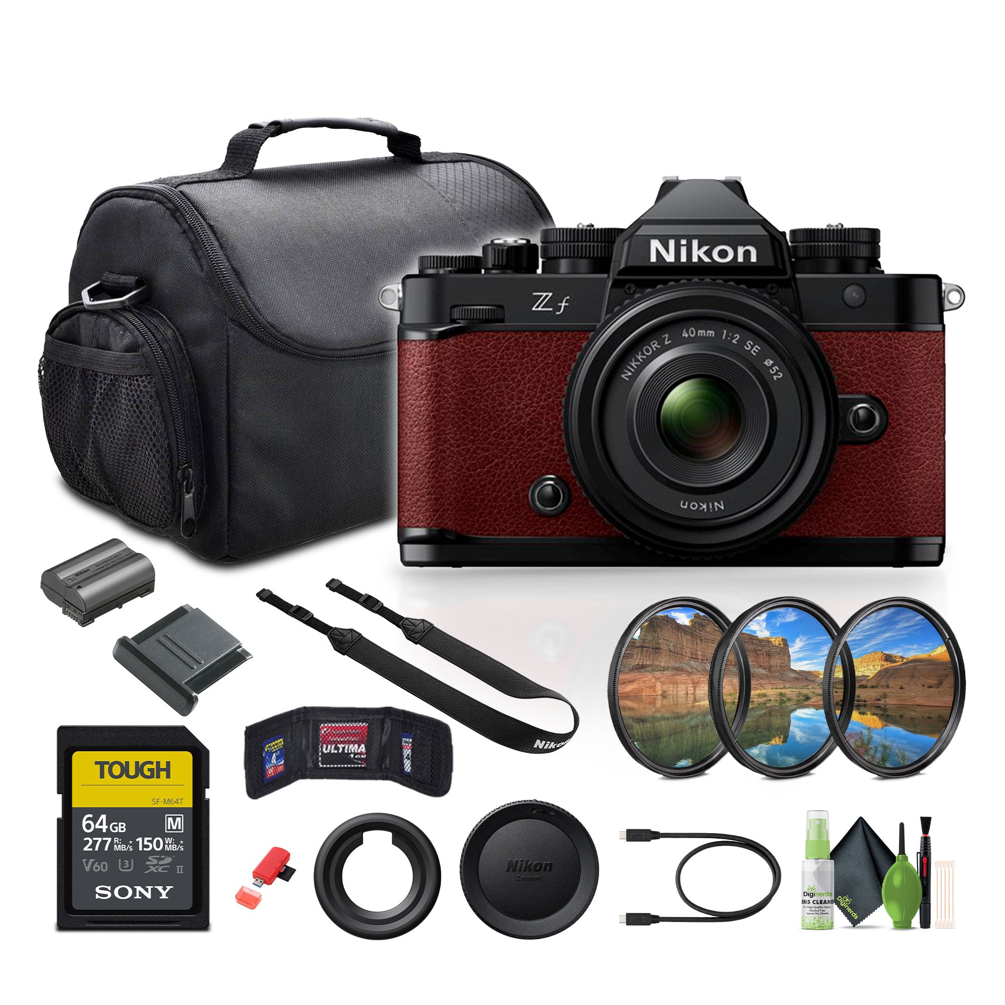 Nikon Zf 24.5MP Mirrorless Camera New NIKKOR Z 40mm f/2 (Red) Bundle With Camera New Bag