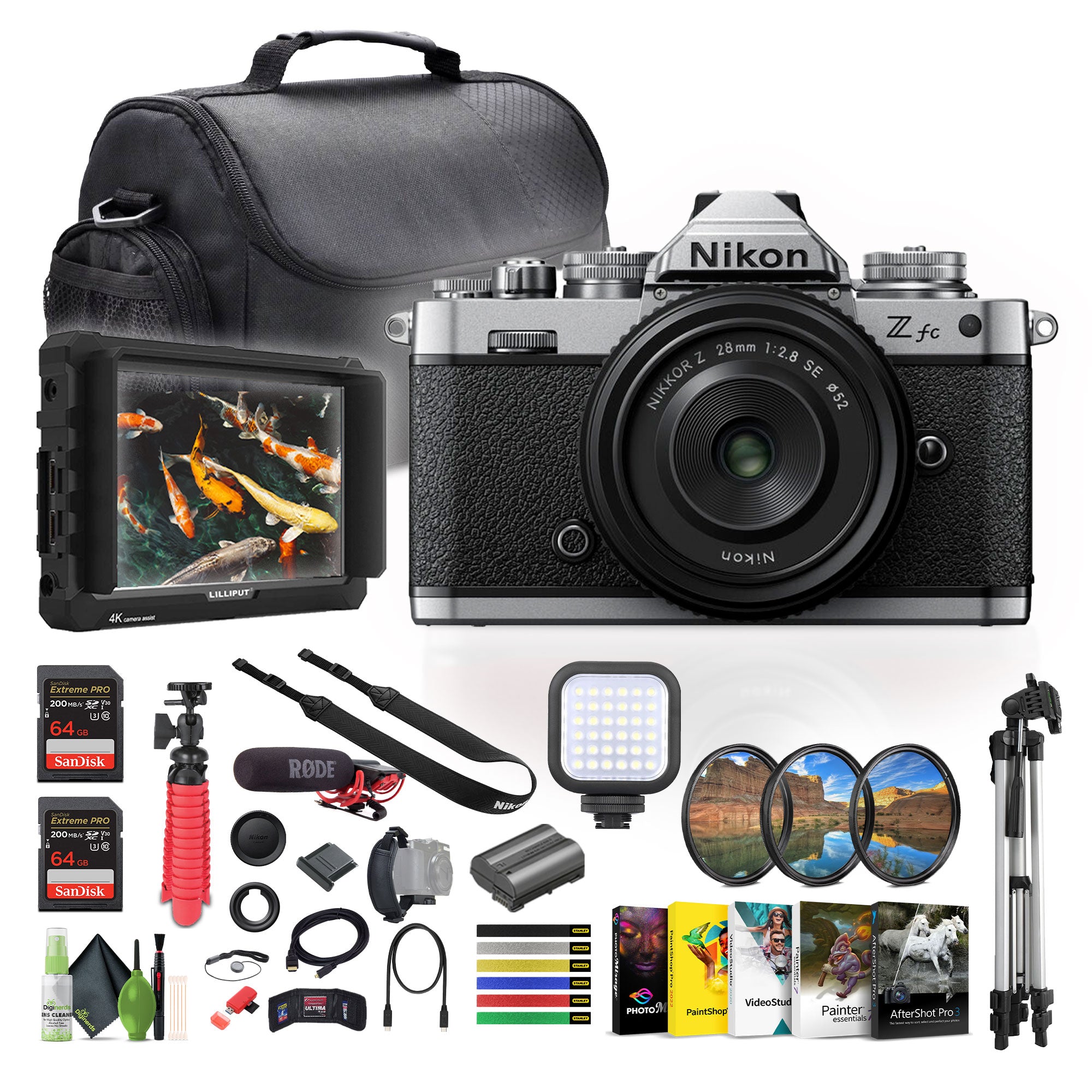 Nikon Z fc Mirrorless Digital Camera New + Z 28mm + 7" HD Monitor + RODE VideoMic