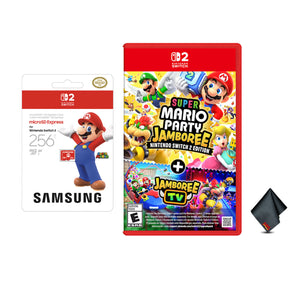 Nintendo Super Mario Party Jamboree -  Switch 2 Edition Bundle With Samsung microSD Express Card 256GB + Microfiber Cleaning Cloth