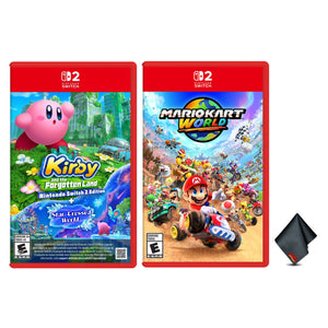 Nintendo Mario Kart World for Switch 2 + Kirby and the Forgotten Land Switch 2 Edition + Star-Crossed World + Microfiber Cleaning Cloth