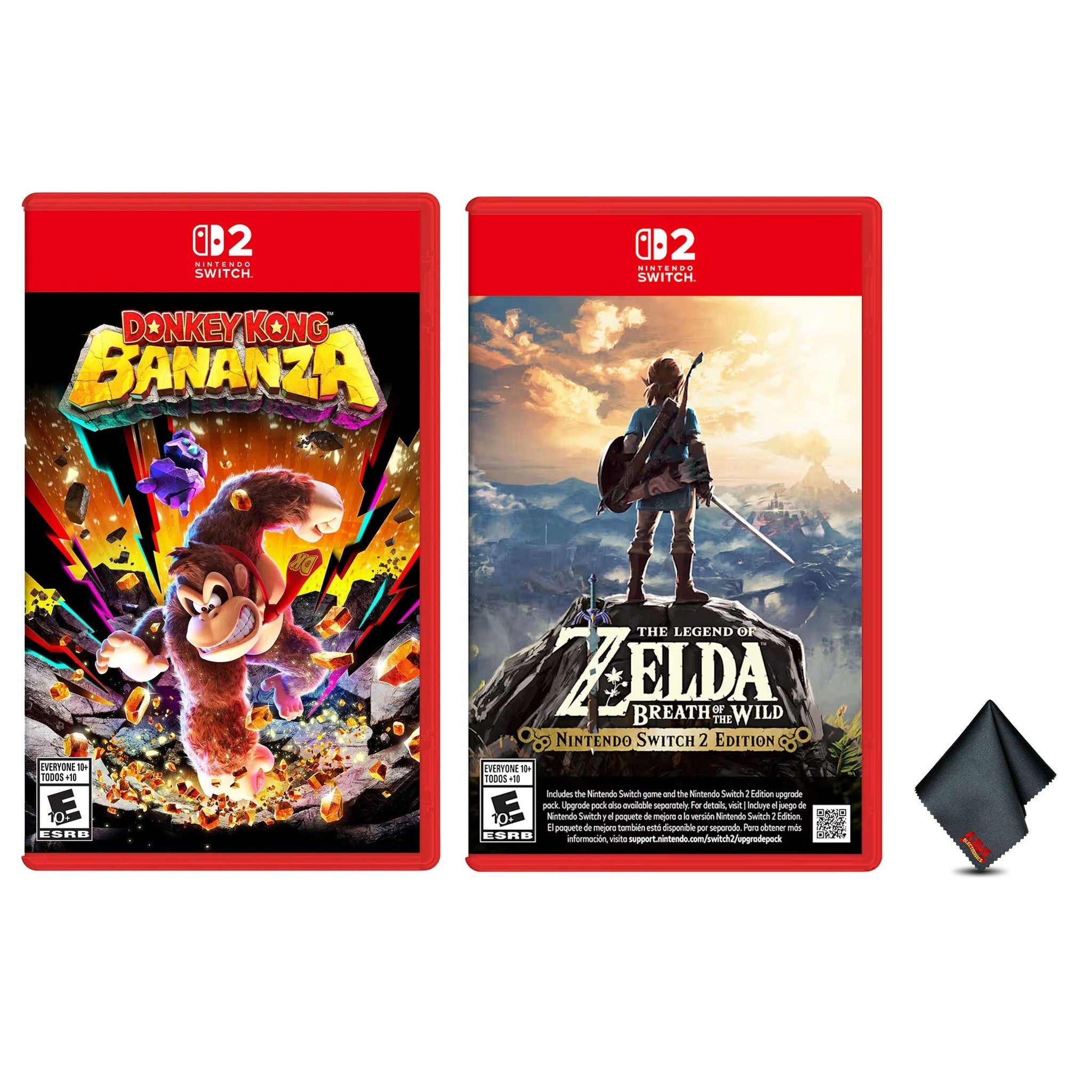 Nintendo Donkey Kong Bananza + The Legend of Zelda: Breath of the Wild Nintendo Switch 2 Edition + Microfiber Cleaning Cloth