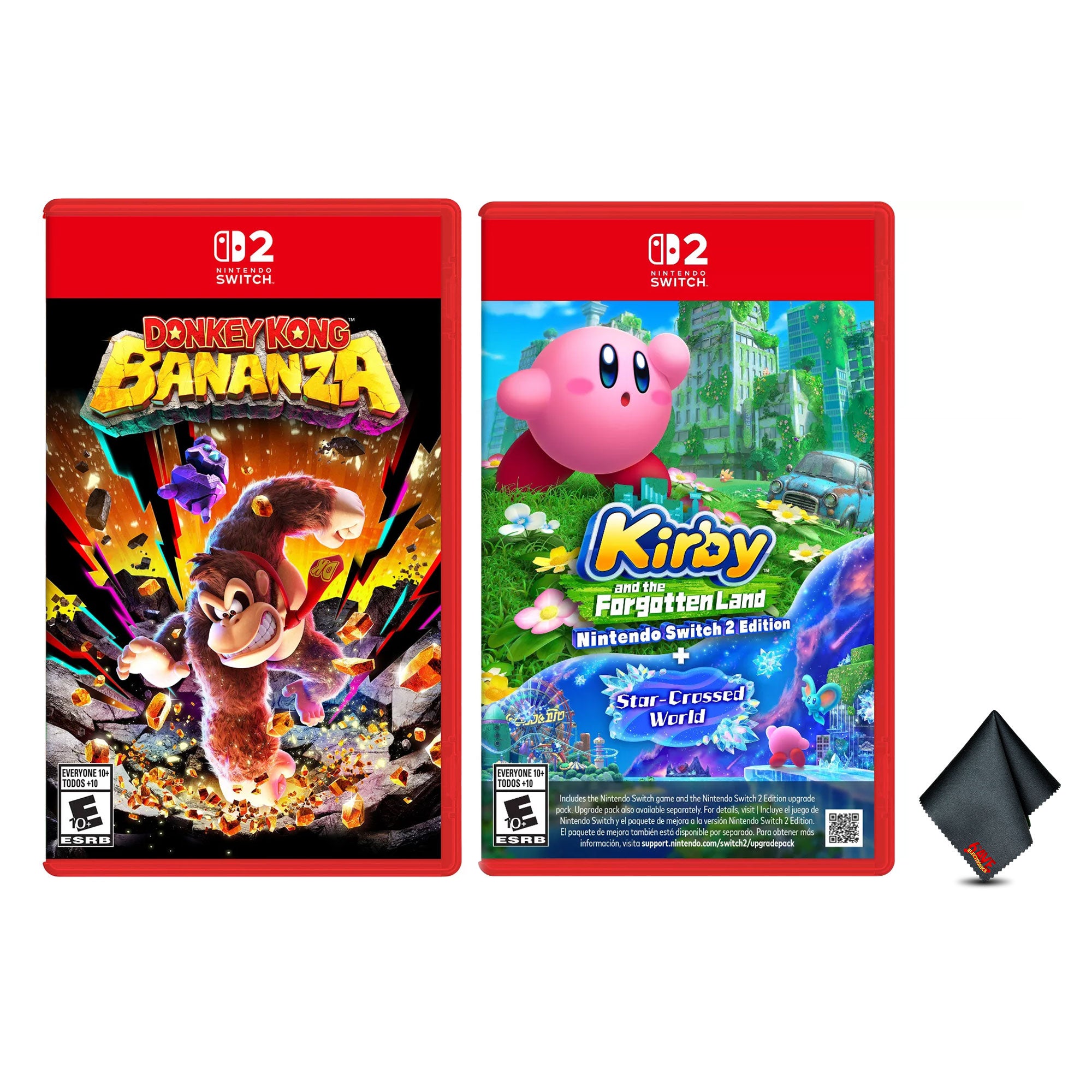 Nintendo Donkey Kong Bananza + Nintendo Kirby and the Forgotten Land Nintendo Switch 2 Edition + Star-Crossed World + Microfiber Cleaning Cloth