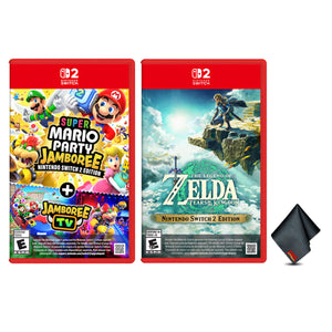 Nintendo Super Mario Party Jamboree Switch 2 Edition + Jamboree TV + The Legend of Zelda: Tears of the Kingdom + Microfiber Cleaning Cloth