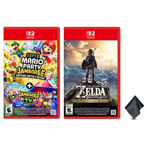 Nintendo Super Mario Party Jamboree Switch 2 Edition + Jamboree TV + The Legend of Zelda: Breath of the Wild + Microfiber Cleaning Cloth