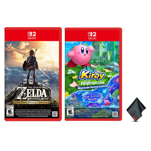 Nintendo The Legend of Zelda Breath of the Wild + Nintendo Kirby and the Forgotten Land + Star-Crossed World For Nintendo Switch 2 Edition + Microfiber Cleaning Cloth