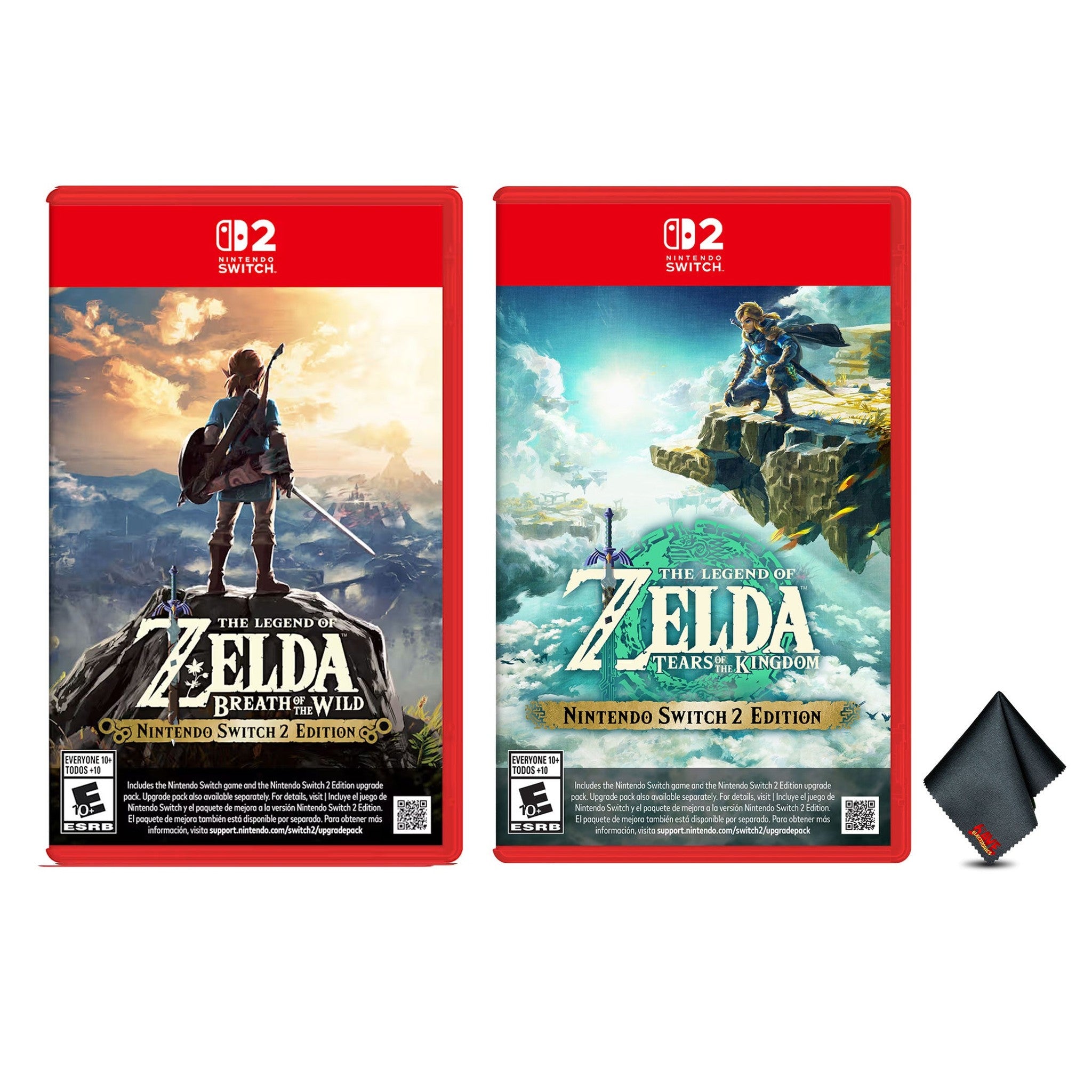 Nintendo The Legend of Zelda: Tears of the Kingdom + Nintendo The Legend of Zelda: Breath of the Wild for Nintendo Switch 2 Edition + Microfiber Cleaning Cloth