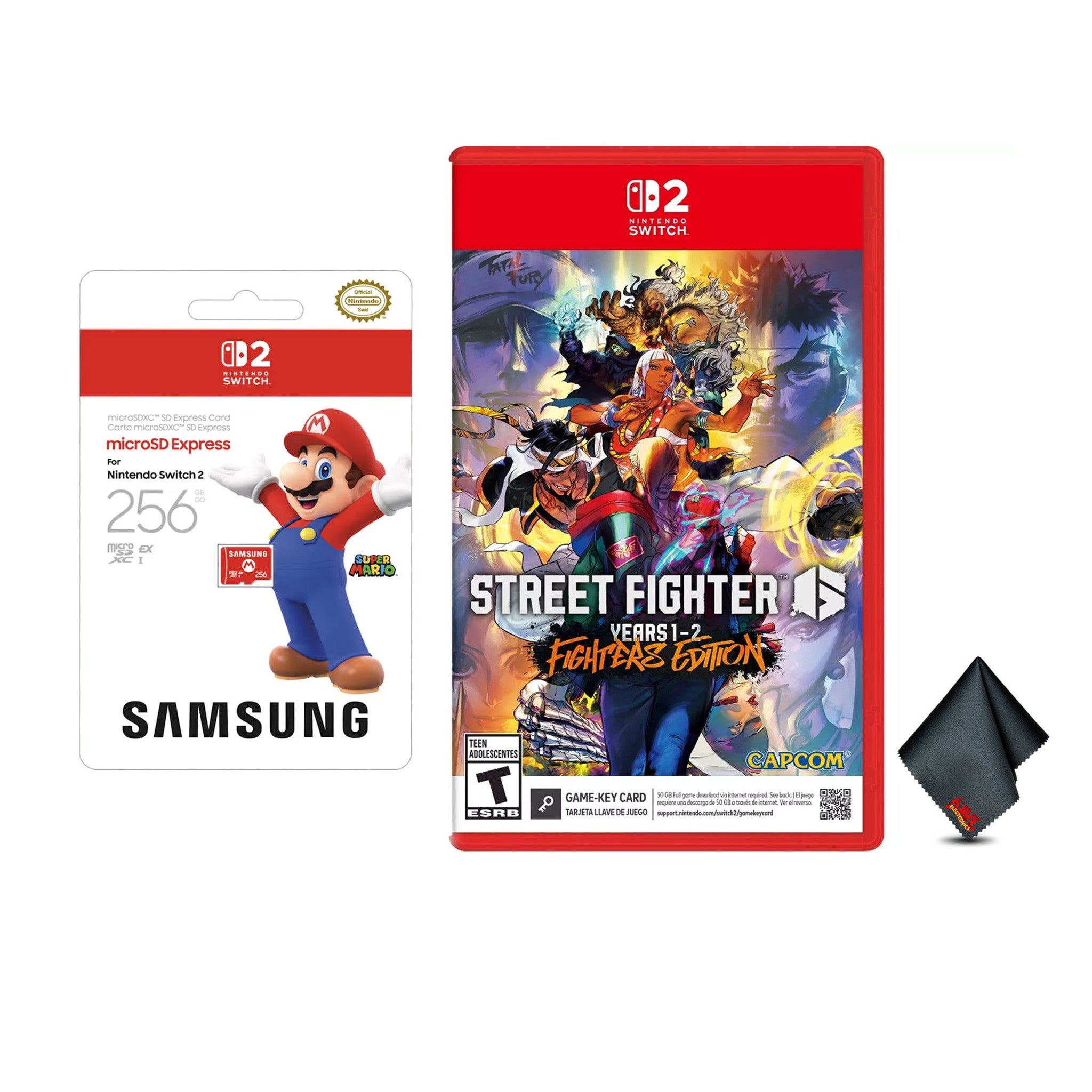 Nintendo STREET FIGHTER 6 Year 1-2 Fighters Edition - For Switch 2 Bundle With Samsung microSD Express Card 256GB + Microfiber Cleaning Cloth